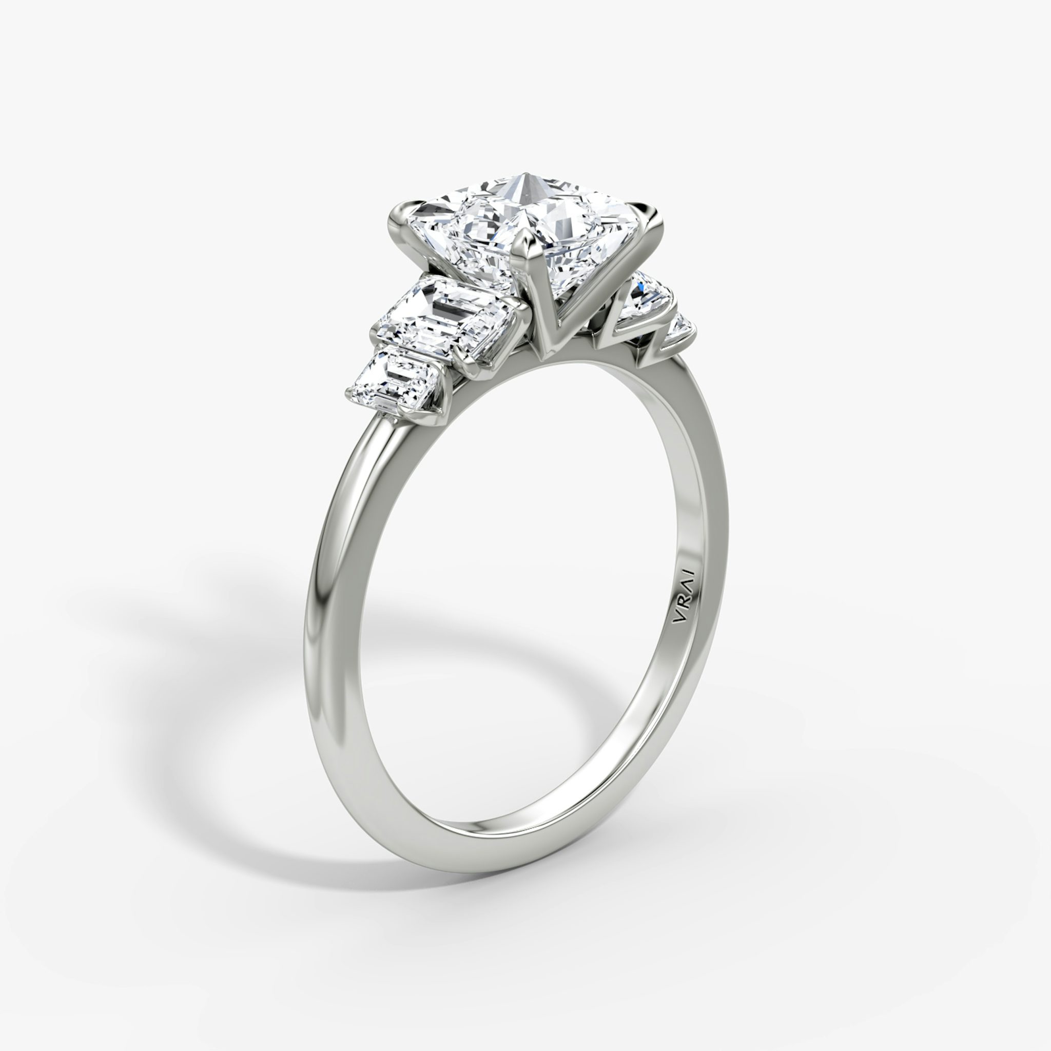 The Statement Five Stone | Princess | Platinum | bandAccent: Plain | diamondOrientation: vertical | caratWeight: other