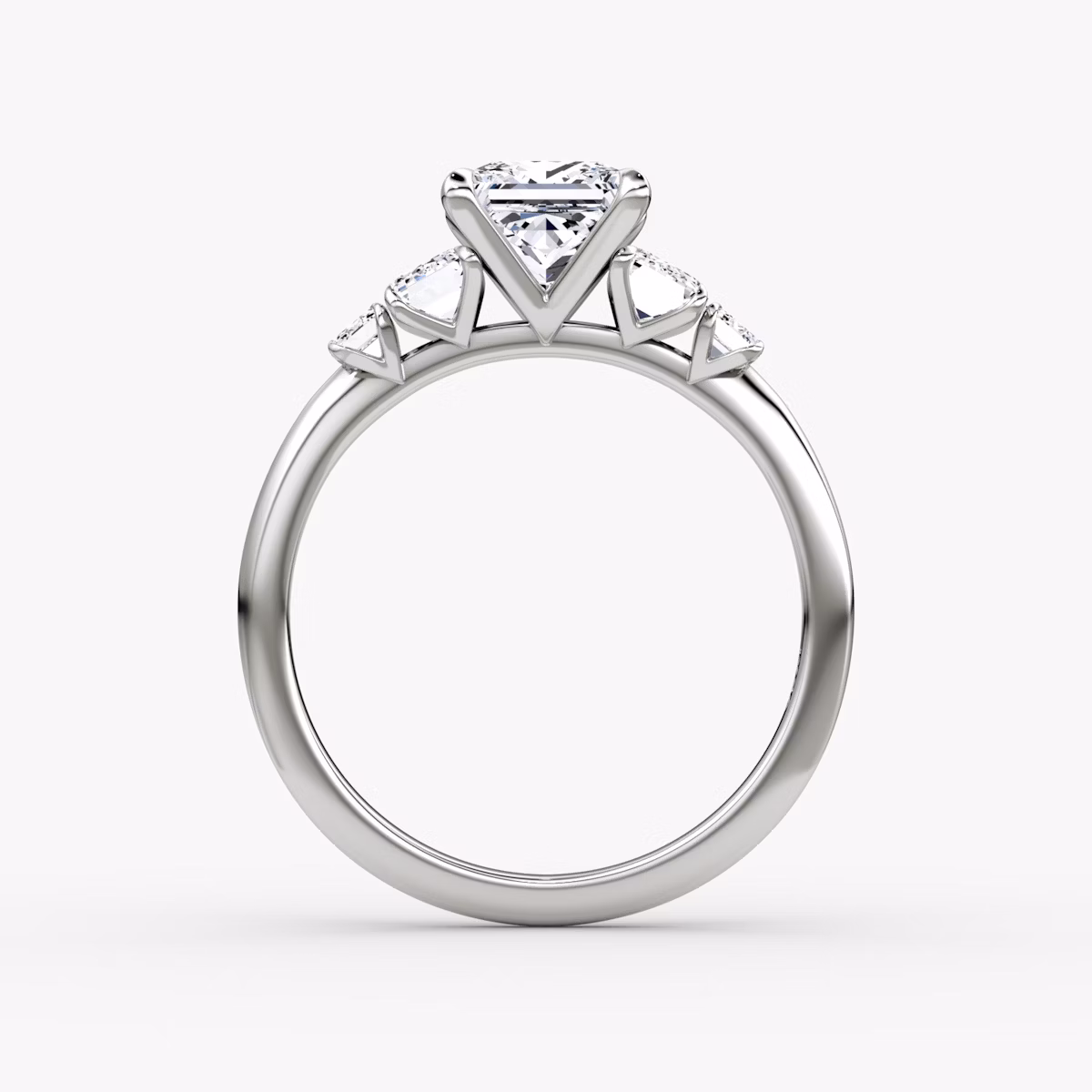 The Statement Five Stone | Princess | 18k | White Gold | bandAccent: Plain | diamondOrientation: vertical | caratWeight: other