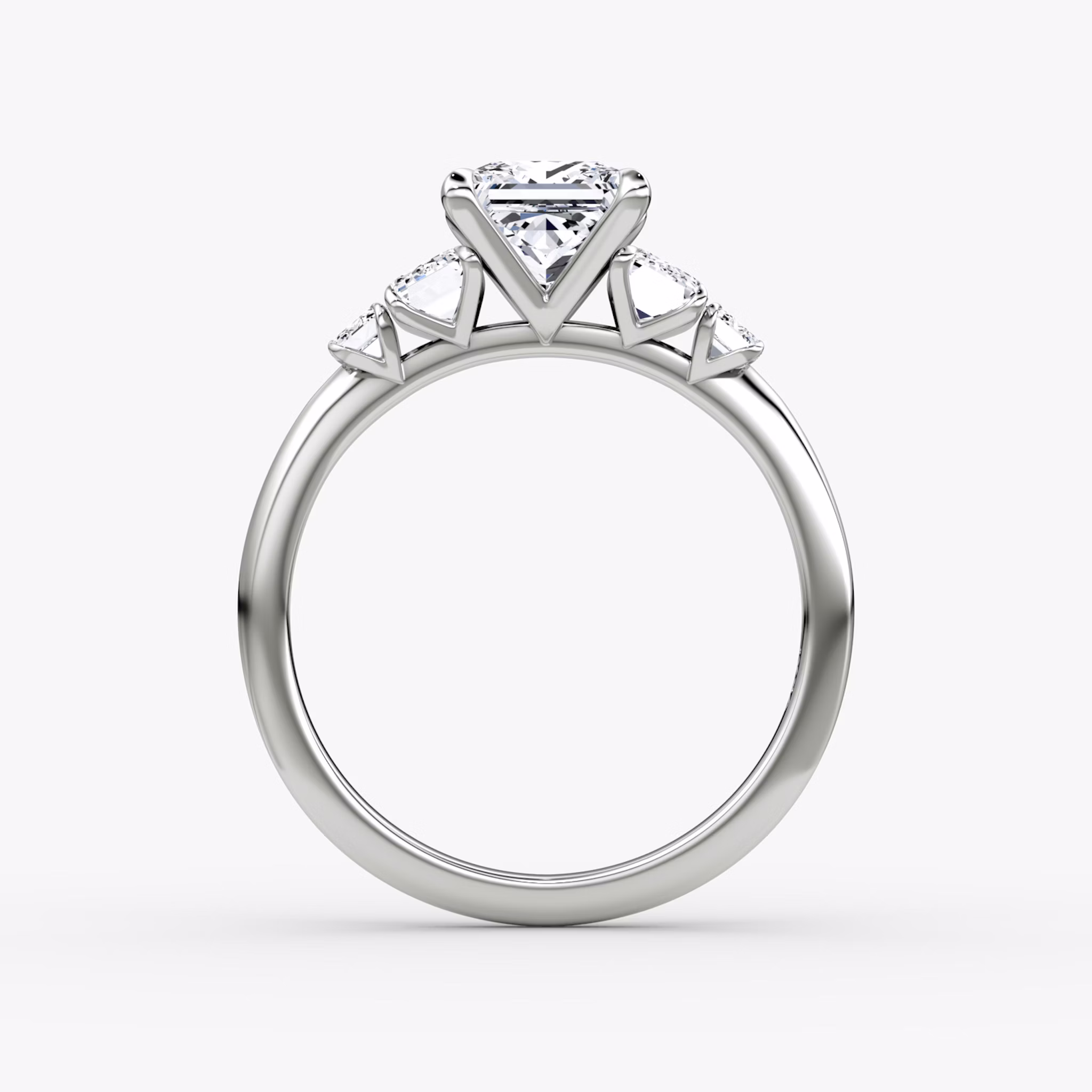 The Statement Five Stone | Princess | Platinum | bandAccent: Plain | diamondOrientation: vertical | caratWeight: other