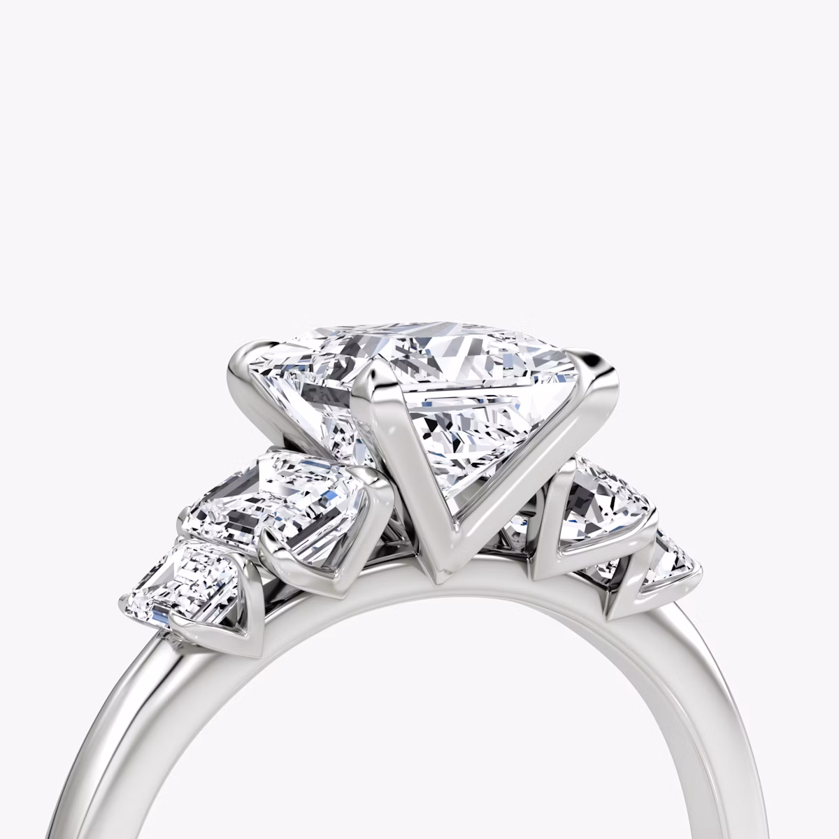 The Statement Five Stone | Princess | 18k | White Gold | bandAccent: Plain | diamondOrientation: vertical | caratWeight: other