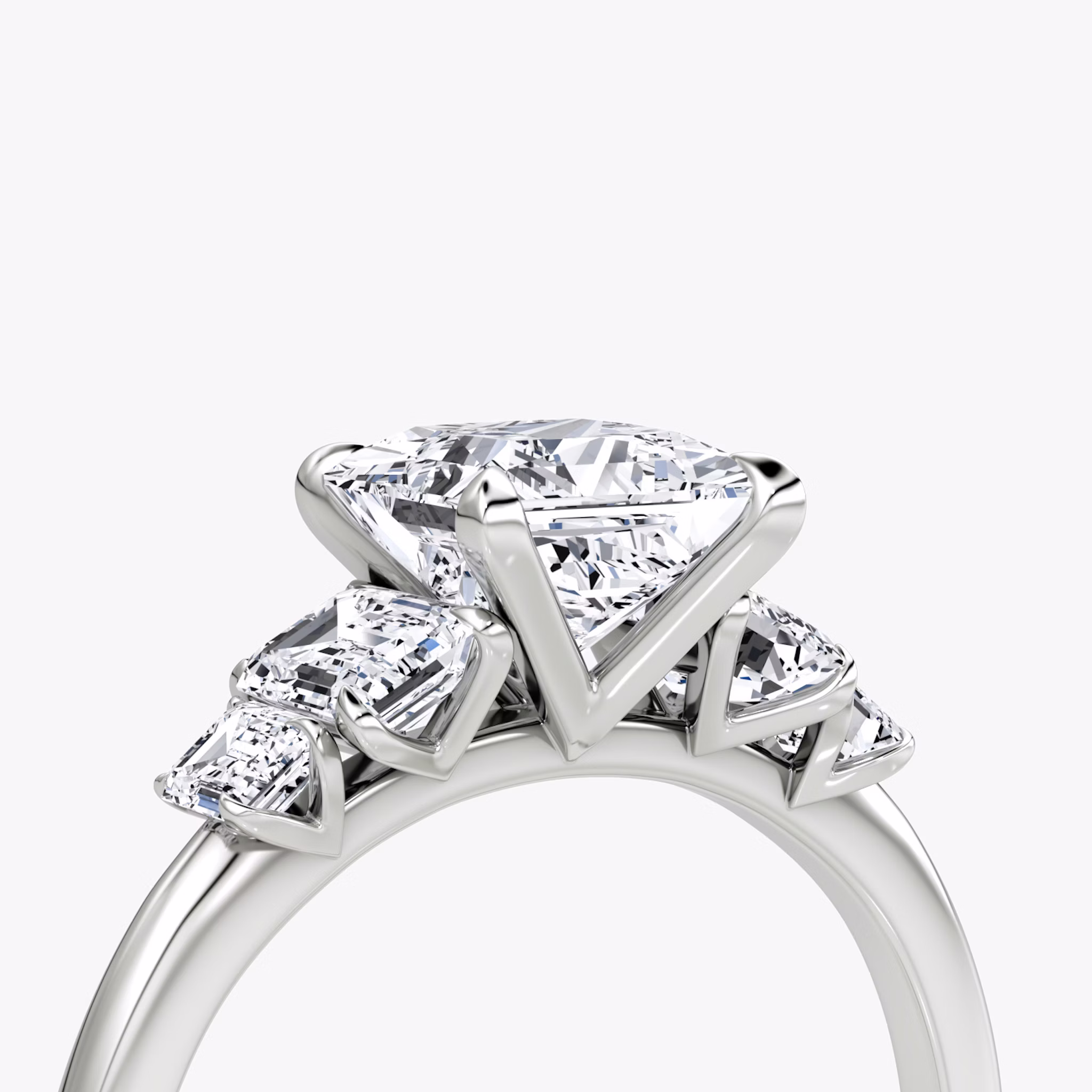 The Statement Five Stone | Princess | Platinum | bandAccent: Plain | diamondOrientation: vertical | caratWeight: other