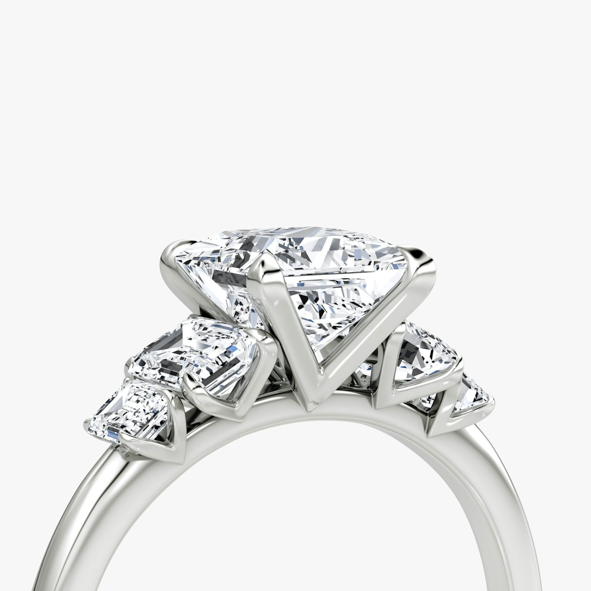 The Statement Five Stone | Princess | Platinum | bandAccent: Plain | diamondOrientation: vertical | caratWeight: other