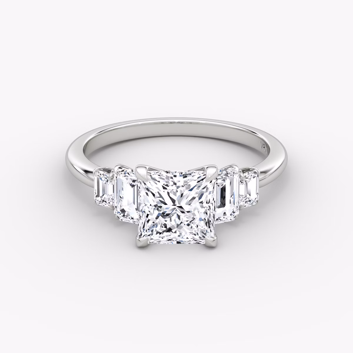 The Statement Five Stone | Princess | 18k | White Gold | bandAccent: Plain | diamondOrientation: vertical | caratWeight: other