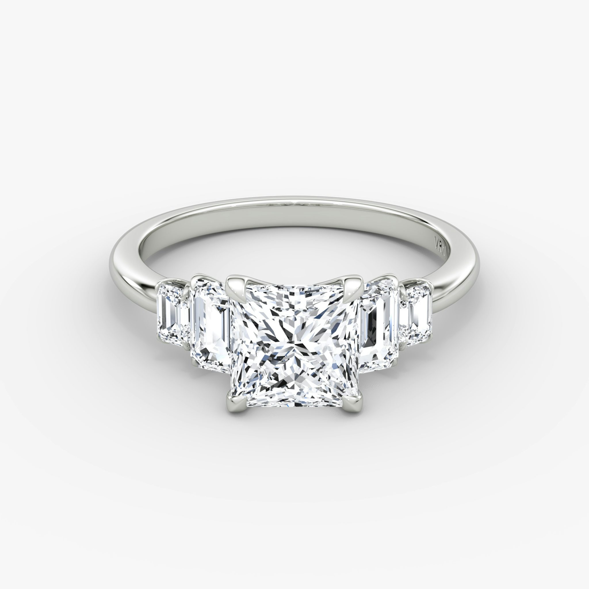 The Statement Five Stone | Princess | Platinum | bandAccent: Plain | diamondOrientation: vertical | caratWeight: other