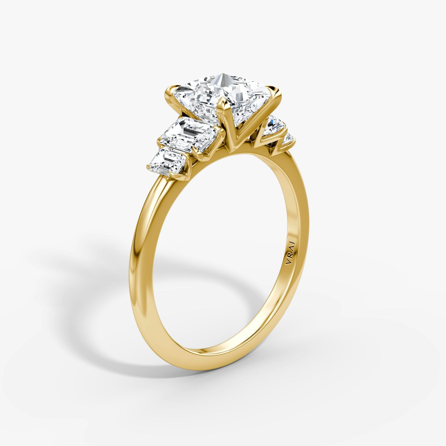 The Statement Five Stone | Princess | 18k | Yellow Gold | bandAccent: Plain | diamondOrientation: vertical | caratWeight: other