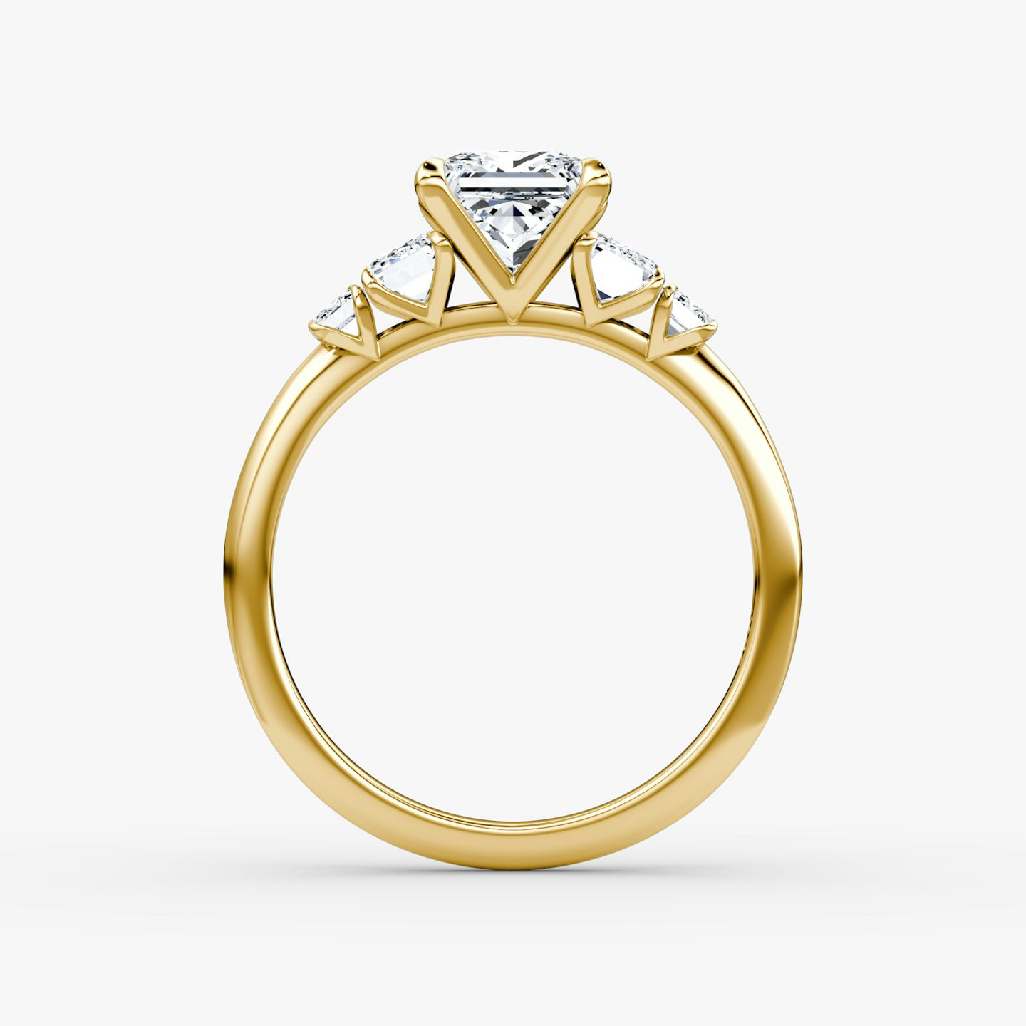 The Statement Five Stone | Princess | 18k | Yellow Gold | bandAccent: Plain | diamondOrientation: vertical | caratWeight: other