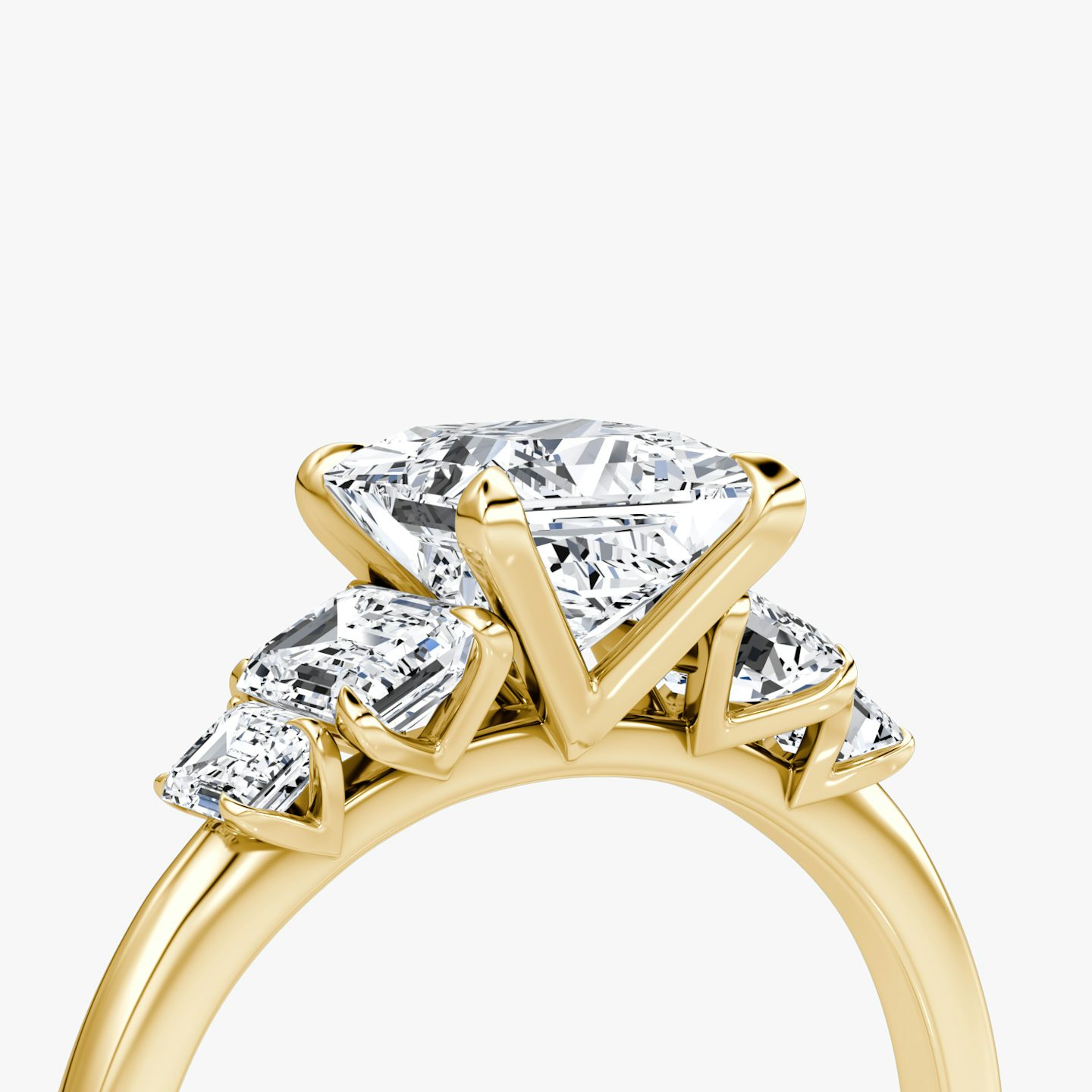 The Statement Five Stone | Princess | 18k | Yellow Gold | bandAccent: Plain | diamondOrientation: vertical | caratWeight: other