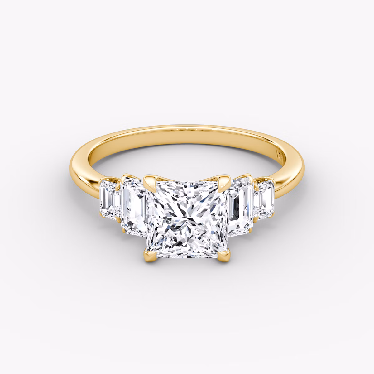 The Statement Five Stone | Princess | 18k | Yellow Gold | bandAccent: Plain | diamondOrientation: vertical | caratWeight: other