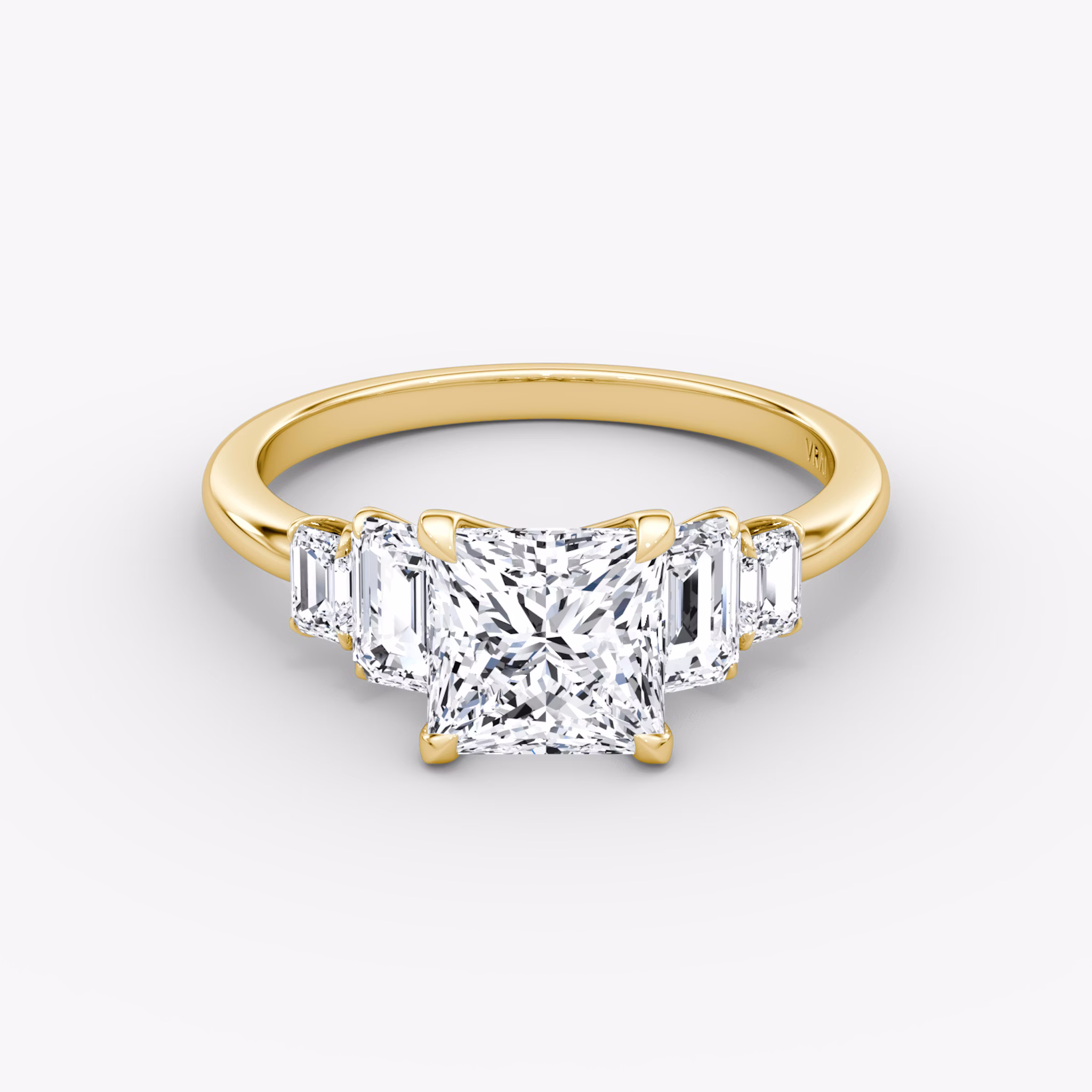 The Statement Five Stone | Princess | 18k | Yellow Gold | bandAccent: Plain | diamondOrientation: vertical | caratWeight: other