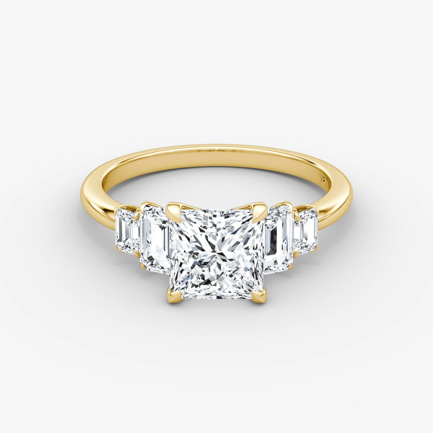 The Statement Five Stone | Princess | 18k | Yellow Gold | bandAccent: Plain | diamondOrientation: vertical | caratWeight: other