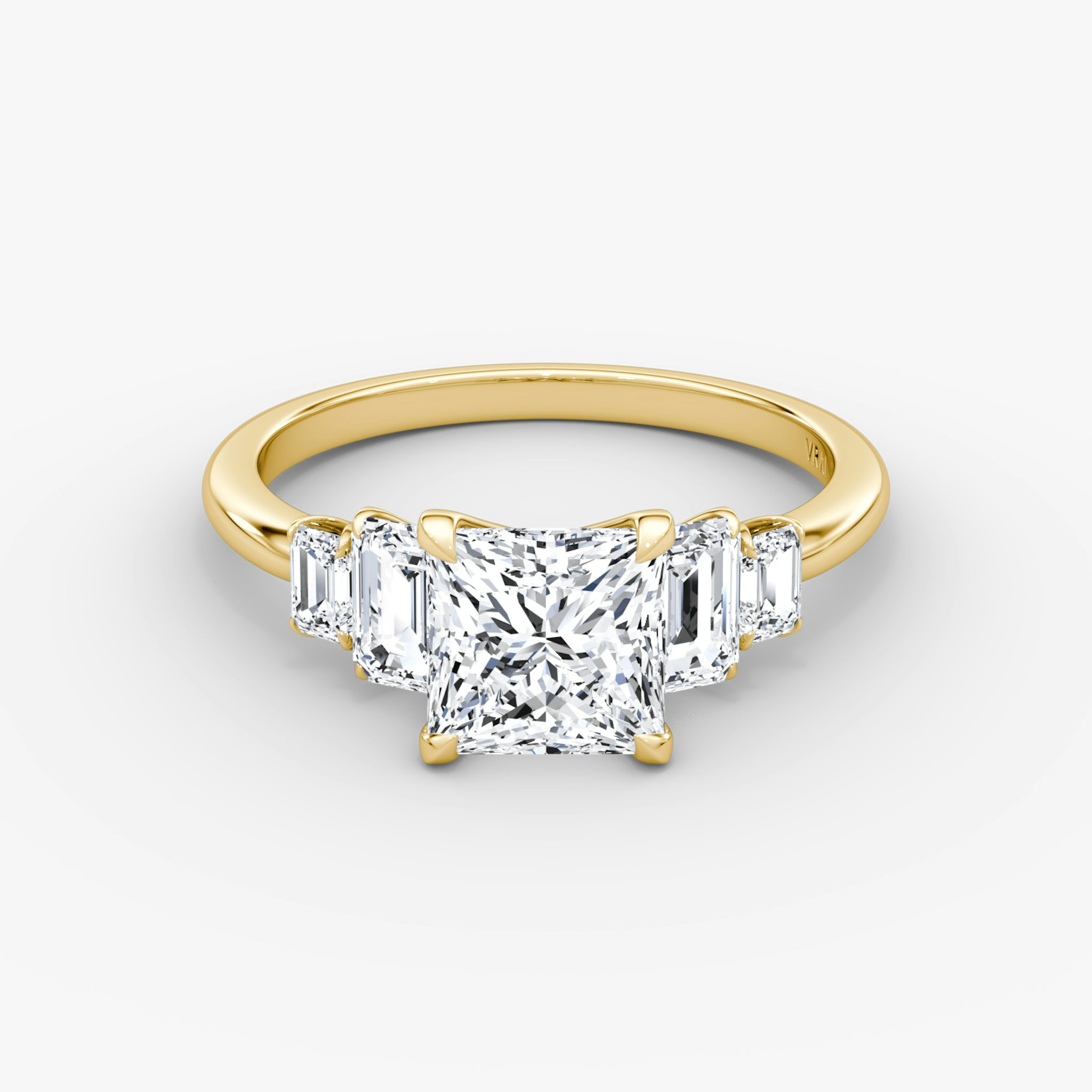 The Statement Five Stone | Princess | 18k | Yellow Gold | bandAccent: Plain | diamondOrientation: vertical | caratWeight: other