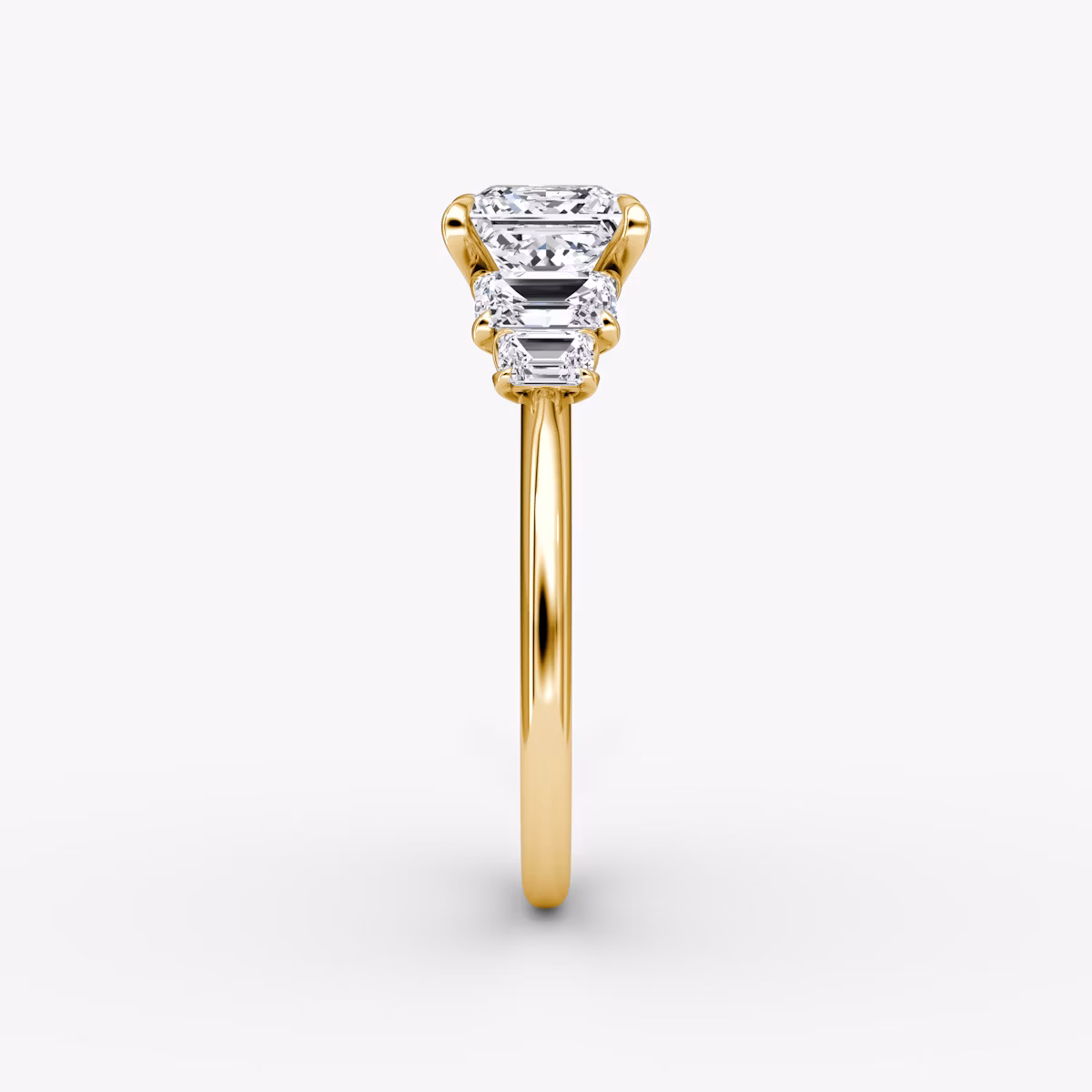 The Statement Five Stone | Princess | 18k | Yellow Gold | bandAccent: Plain | diamondOrientation: vertical | caratWeight: other