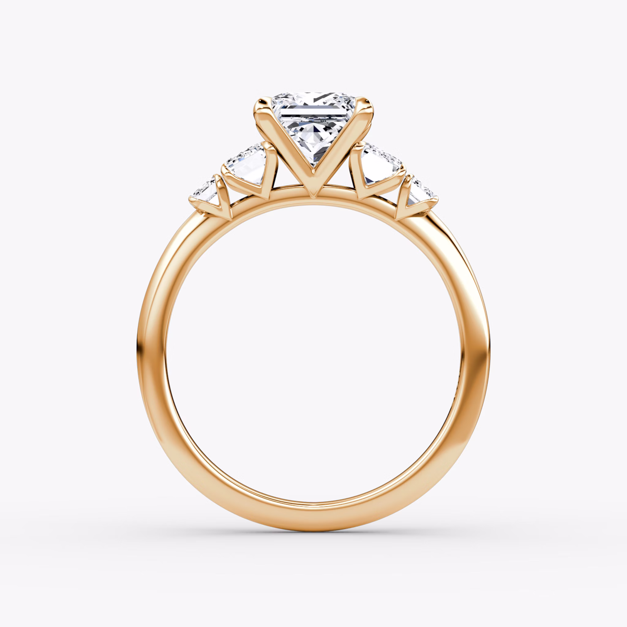The Statement Five Stone | Princess | 14k | Rose Gold | bandAccent: Plain | diamondOrientation: vertical | caratWeight: other