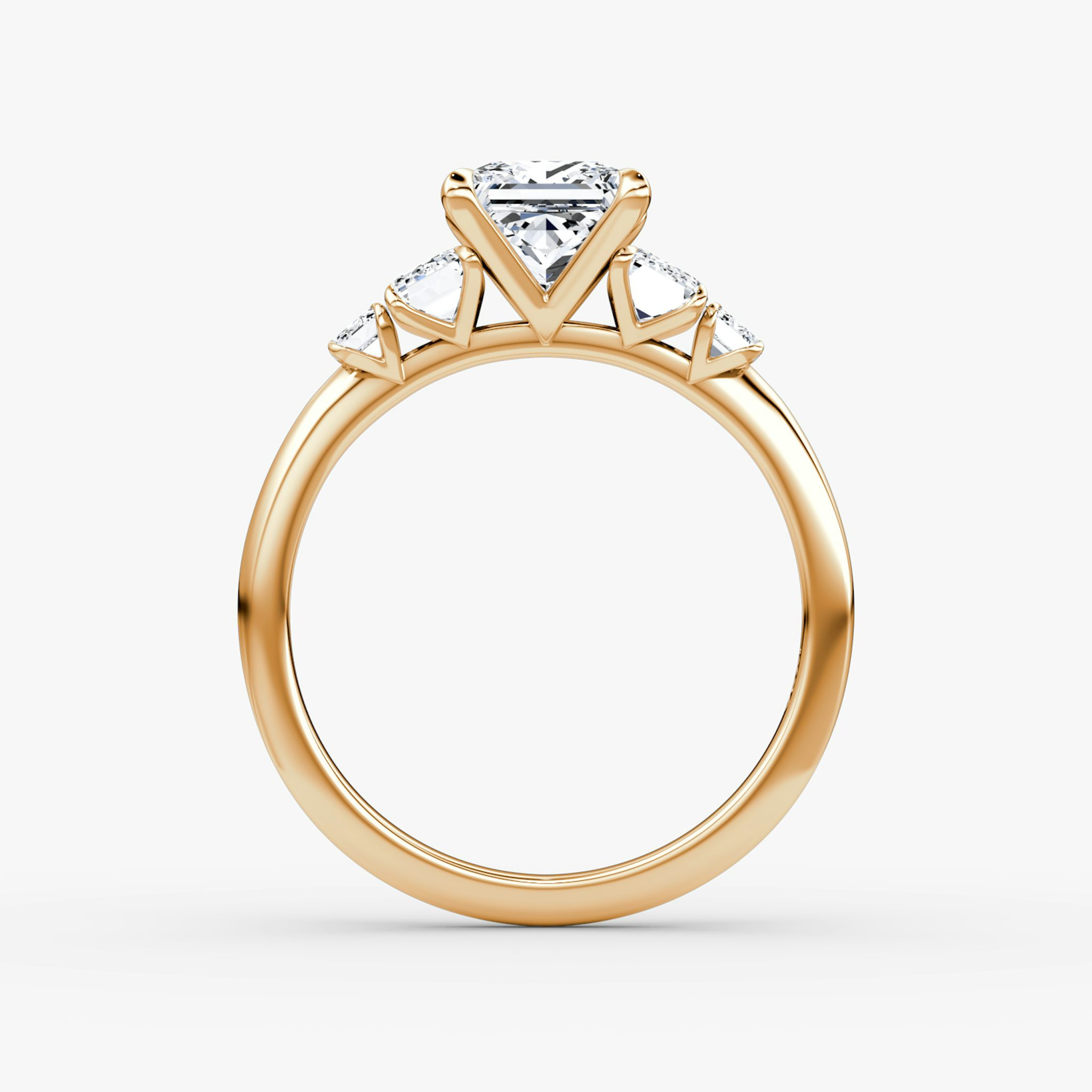 The Statement Five Stone | Princess | 14k | Rose Gold | bandAccent: Plain | diamondOrientation: vertical | caratWeight: other