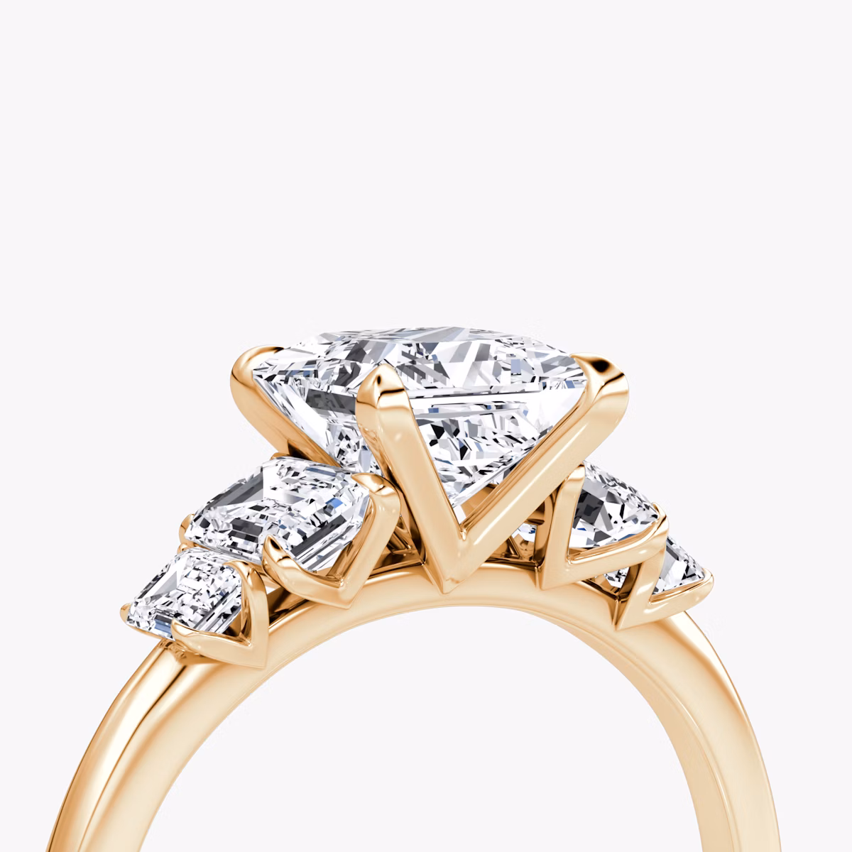 The Statement Five Stone | Princess | 14k | Rose Gold | bandAccent: Plain | diamondOrientation: vertical | caratWeight: other