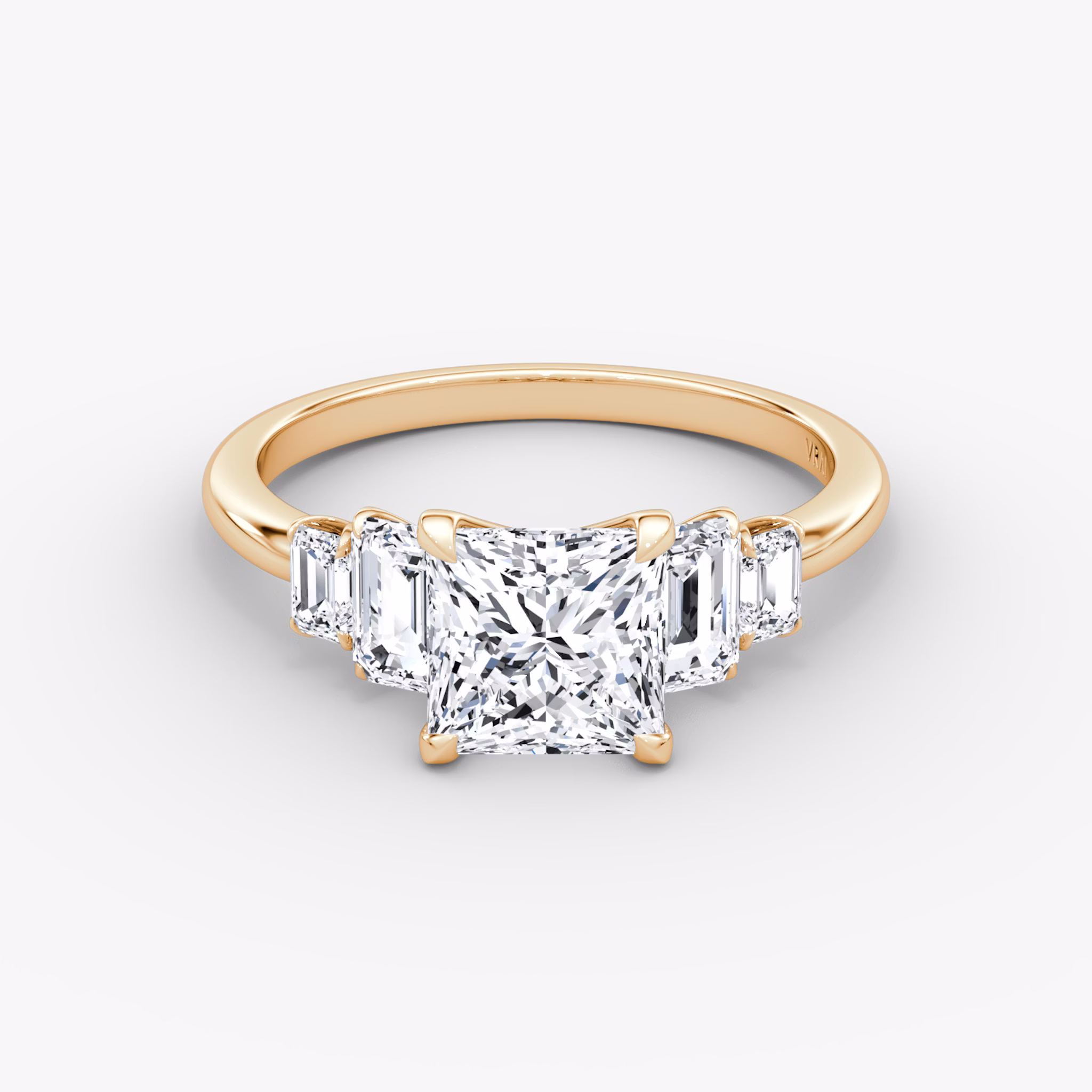 The Statement Five Stone | Princess | 14k | Rose Gold | bandAccent: Plain | diamondOrientation: vertical | caratWeight: other