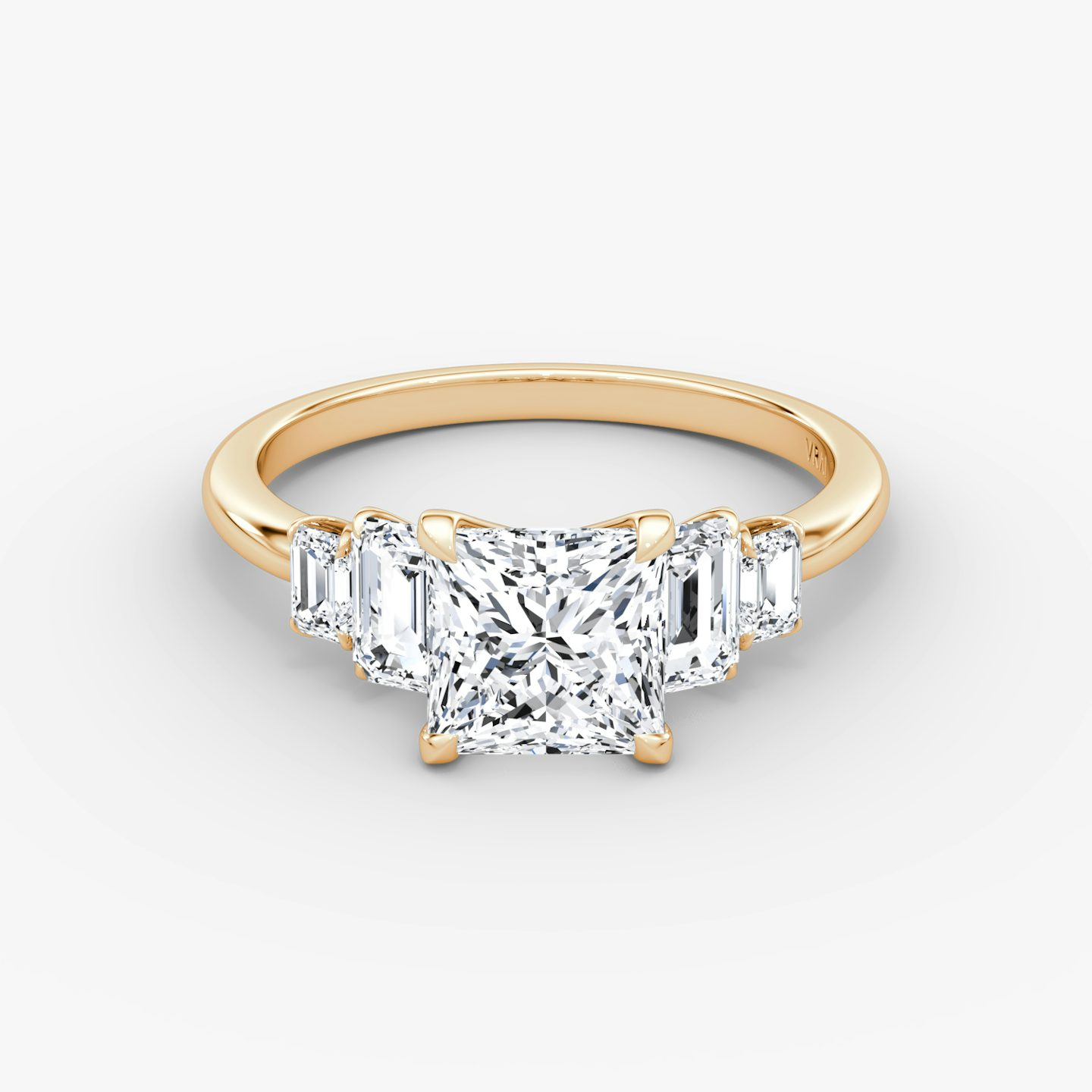 The Statement Five Stone | Princess | 14k | Rose Gold | bandAccent: Plain | diamondOrientation: vertical | caratWeight: other