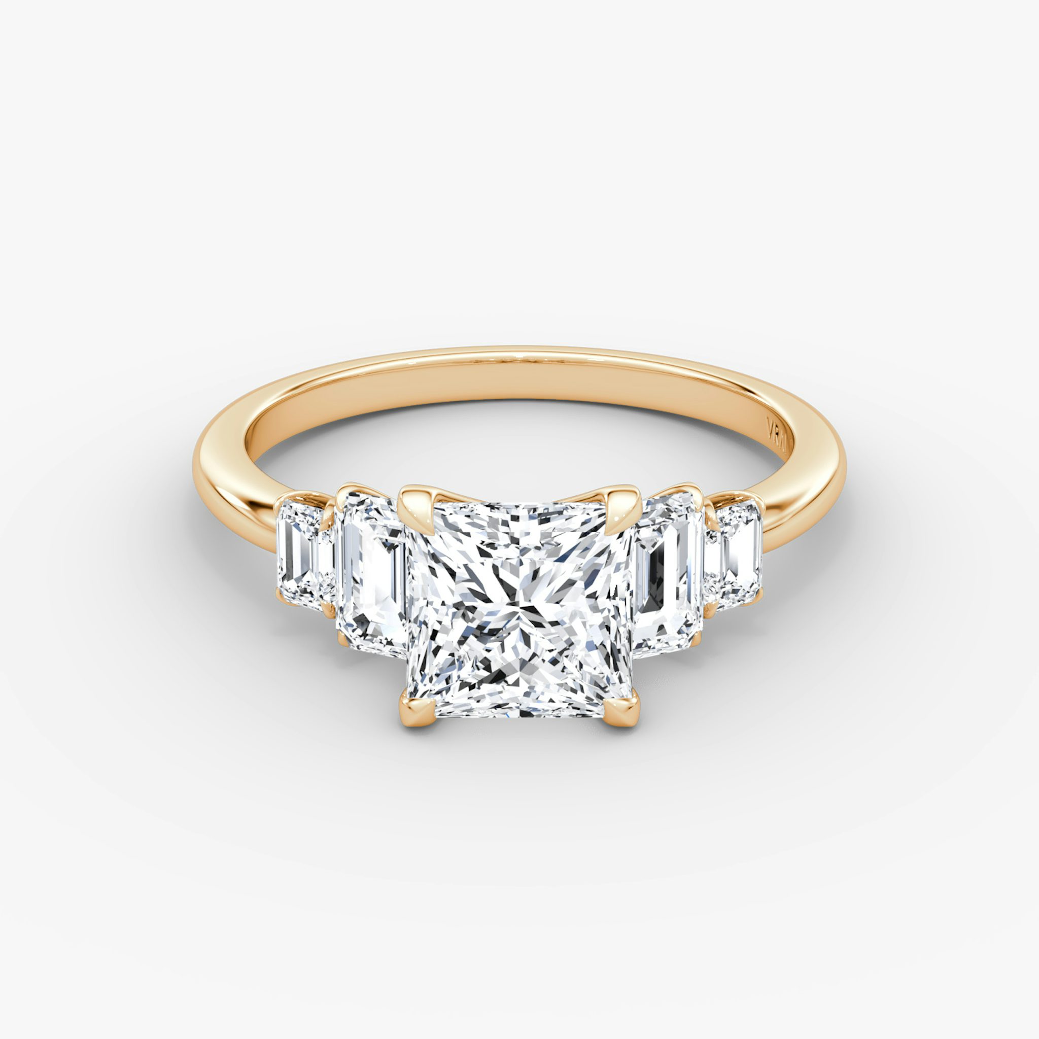 The Statement Five Stone | Princess | 14k | Rose Gold | bandAccent: Plain | diamondOrientation: vertical | caratWeight: other