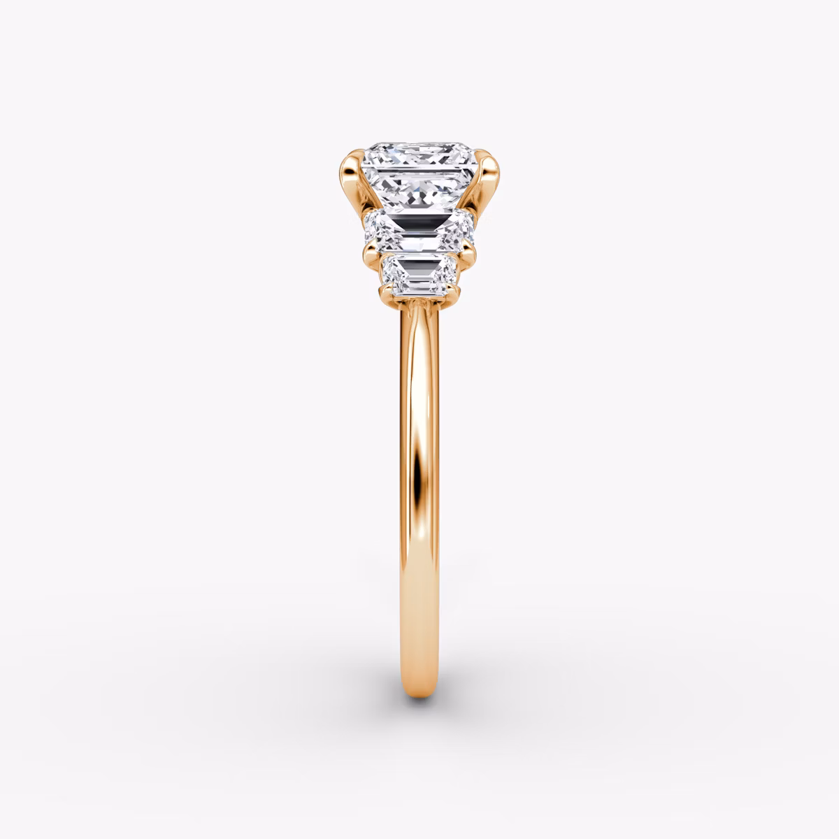 The Statement Five Stone | Princess | 14k | Rose Gold | bandAccent: Plain | diamondOrientation: vertical | caratWeight: other