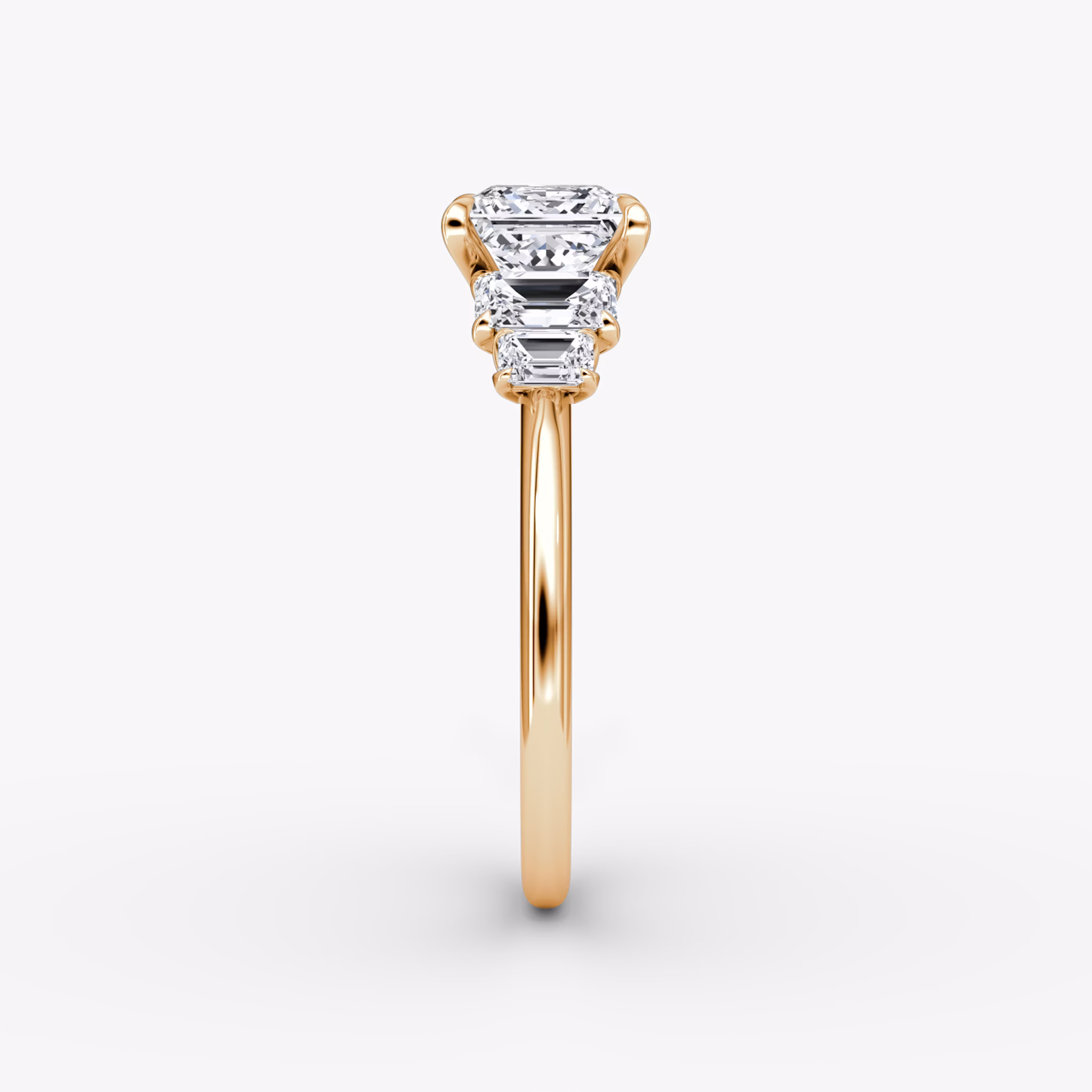The Statement Five Stone | Princess | 14k | Rose Gold | bandAccent: Plain | diamondOrientation: vertical | caratWeight: other