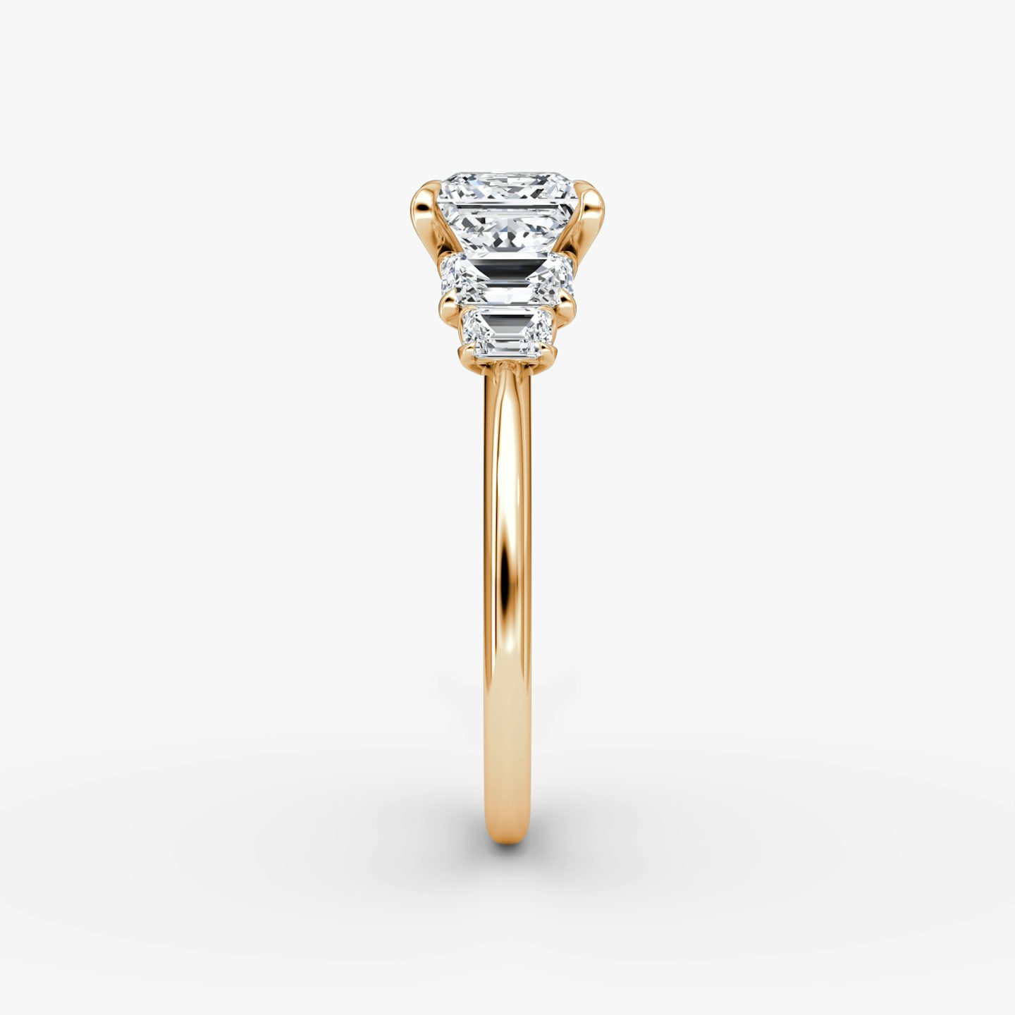 The Statement Five Stone | Princess | 14k | Rose Gold | bandAccent: Plain | diamondOrientation: vertical | caratWeight: other