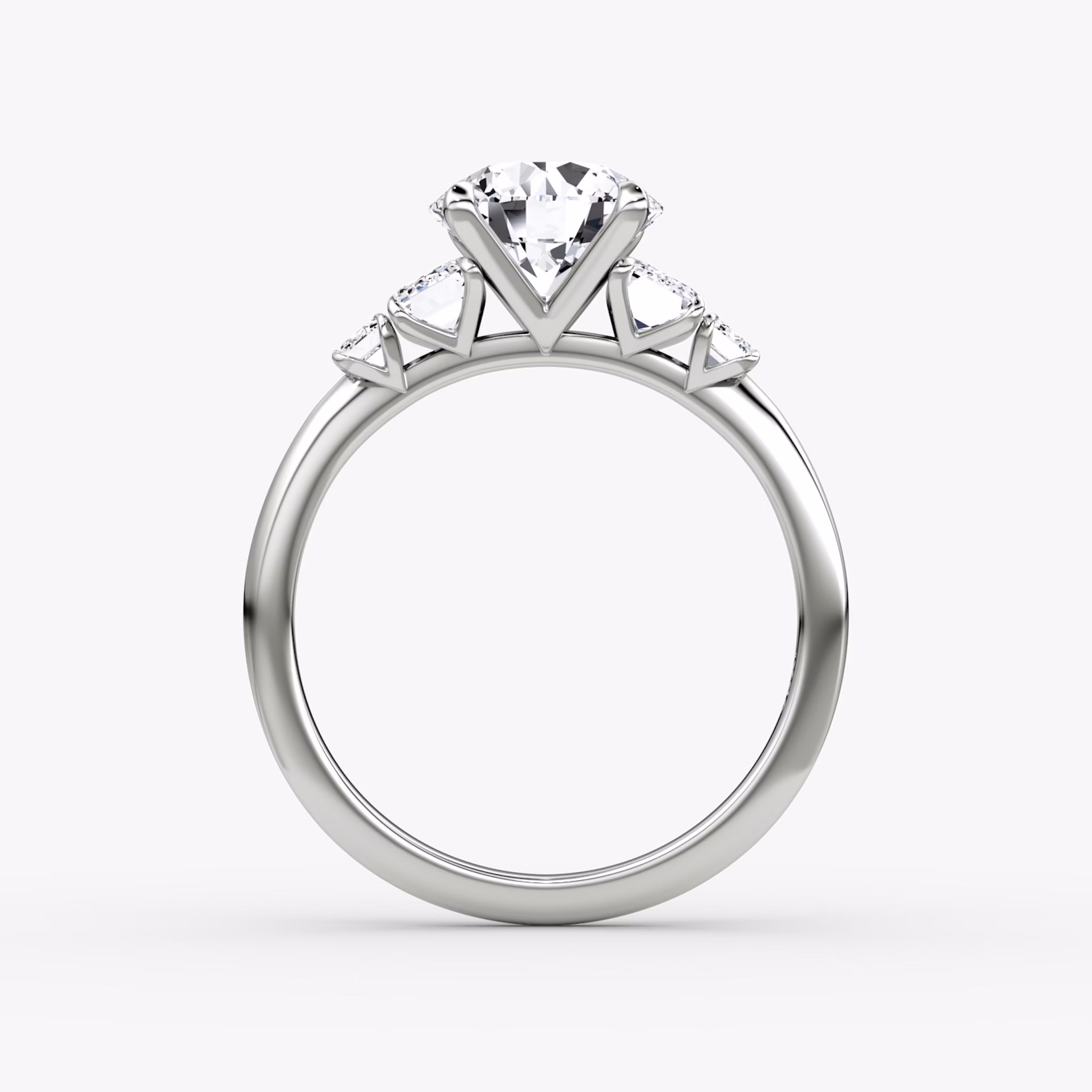 The Statement Five Stone | Round Brilliant | 18k | White Gold | bandAccent: Plain | caratWeight: other | diamondOrientation: vertical