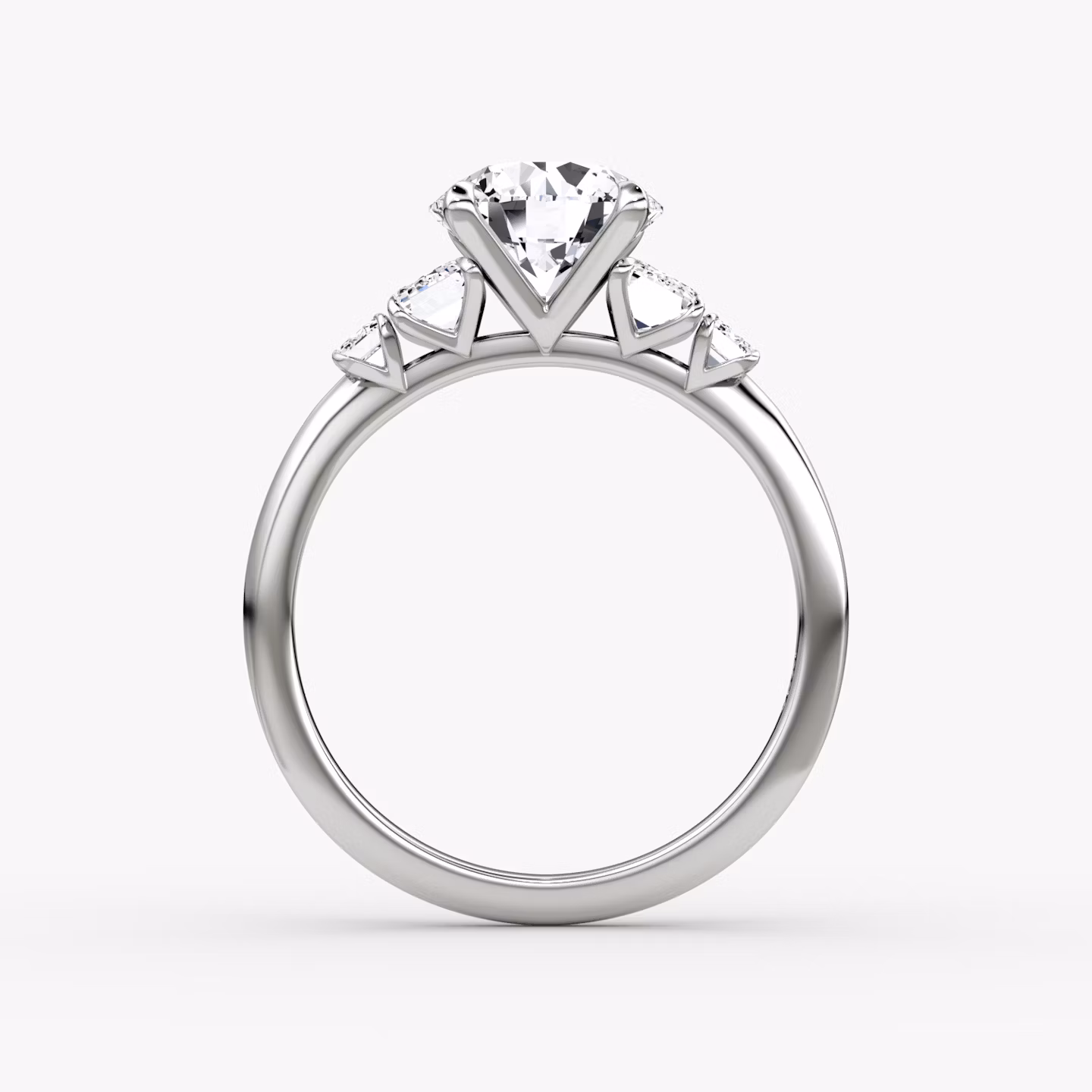 The Statement Five Stone | Round Brilliant | 18k | White Gold | bandAccent: Plain | caratWeight: 2.0ct | diamondOrientation: vertical