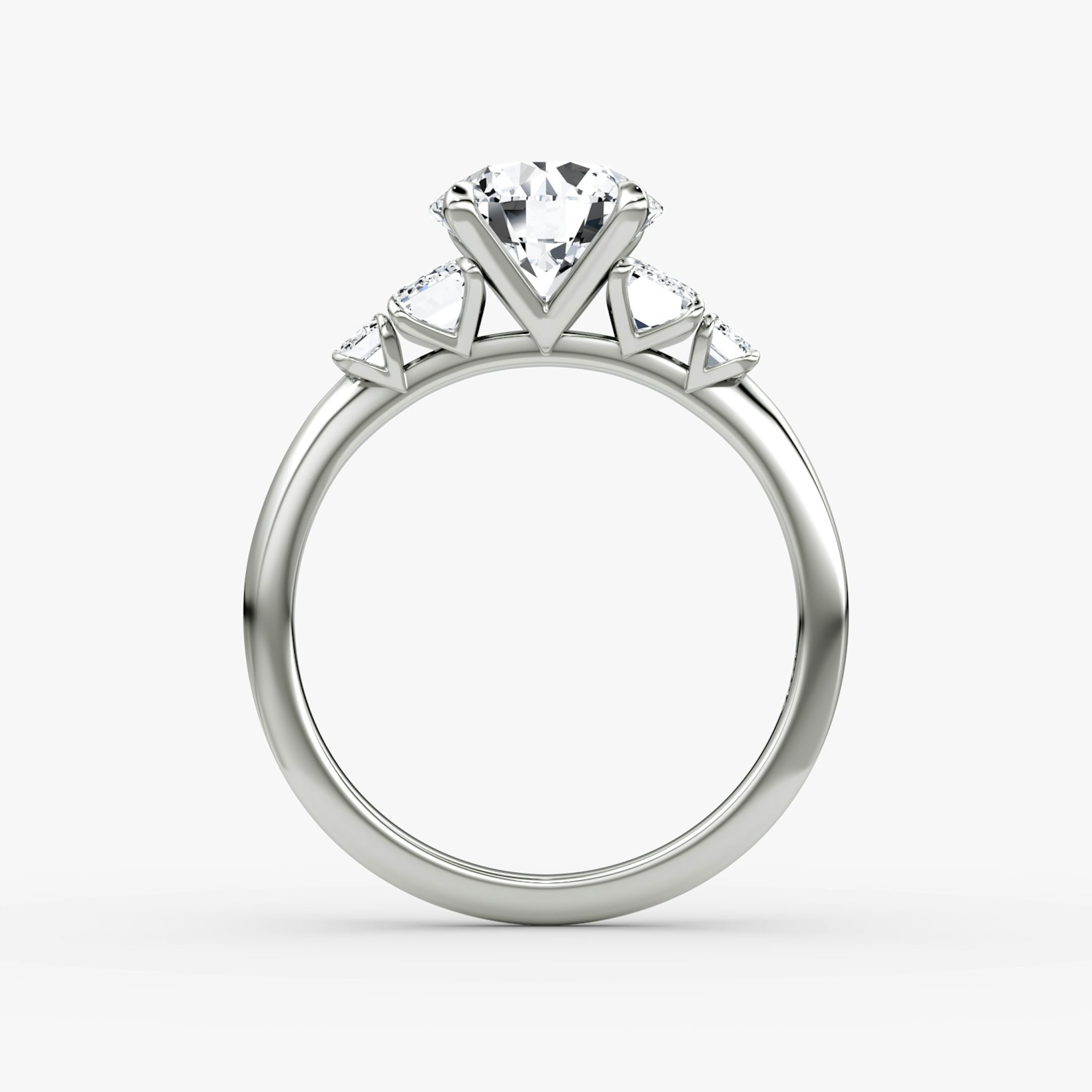 The Statement Five Stone | Round Brilliant | 18k | White Gold | bandAccent: Plain | caratWeight: other | diamondOrientation: vertical
