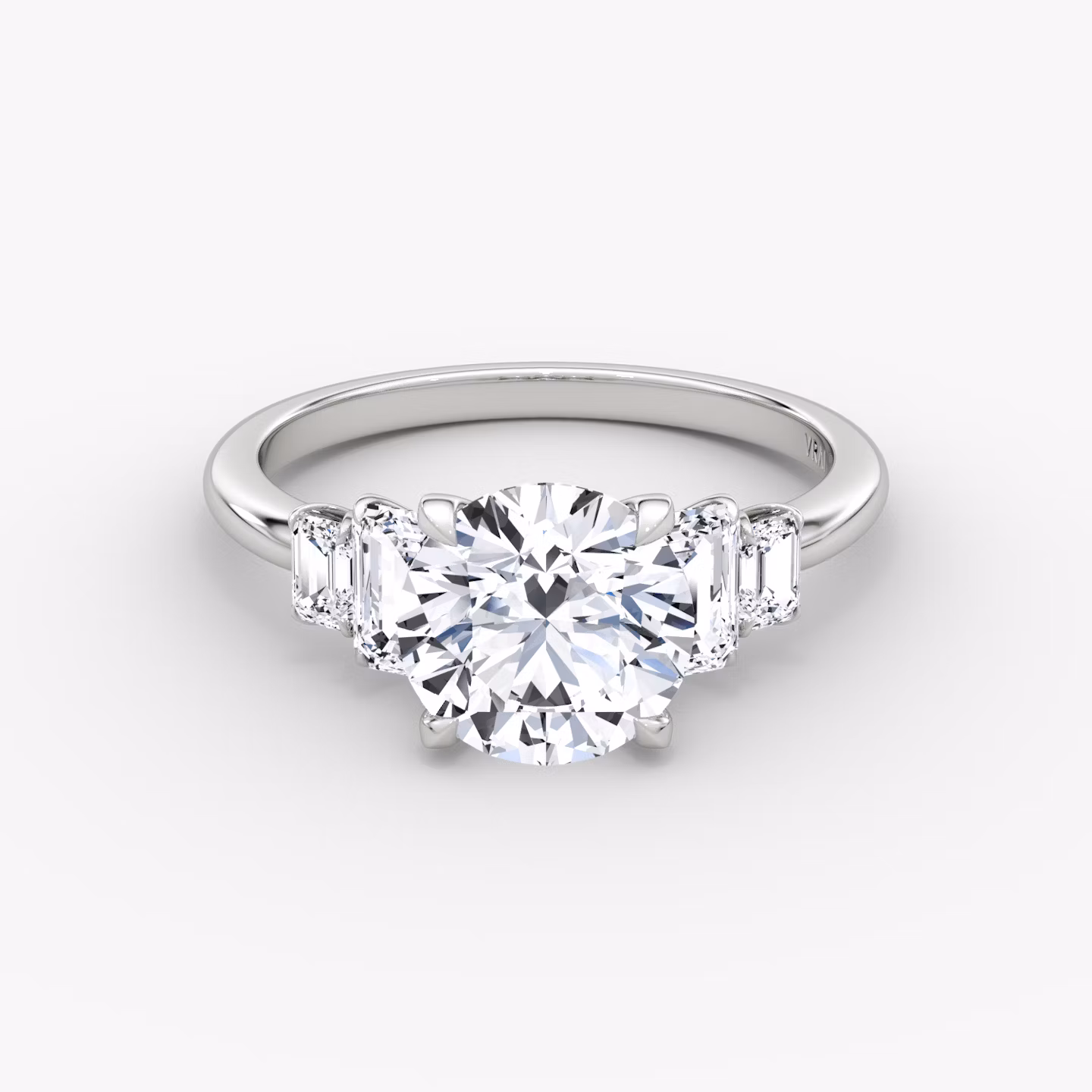The Statement Five Stone | Round Brilliant | 18k | White Gold | bandAccent: Plain | caratWeight: 2.0ct | diamondOrientation: vertical