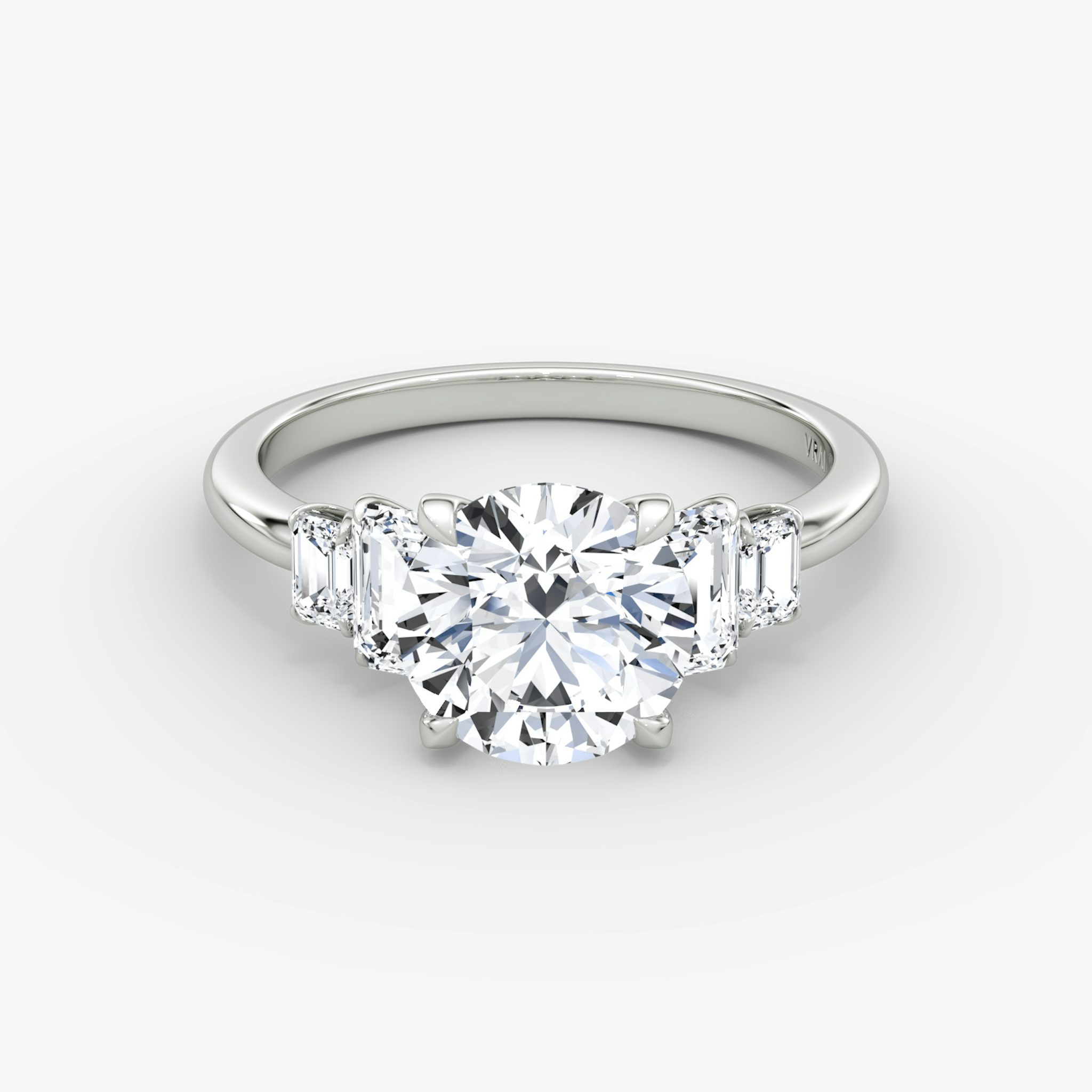 The Statement Five Stone | Round Brilliant | 18k | White Gold | bandAccent: Plain | caratWeight: other | diamondOrientation: vertical