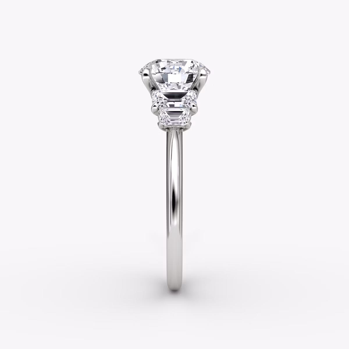 The Statement Five Stone | Round Brilliant | 18k | White Gold | bandAccent: Plain | caratWeight: other | diamondOrientation: vertical