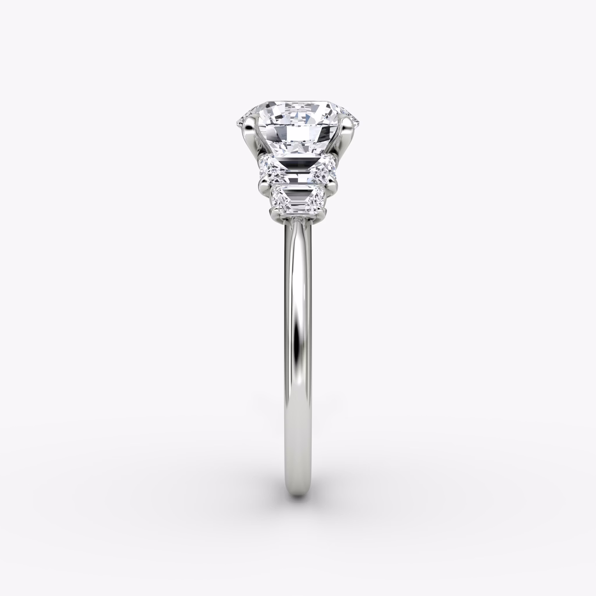 The Statement Five Stone | Round Brilliant | 18k | White Gold | bandAccent: Plain | caratWeight: other | diamondOrientation: vertical
