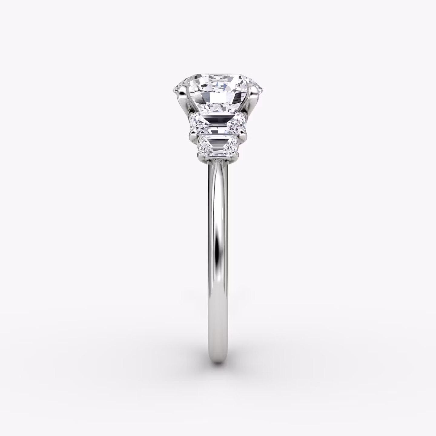 The Statement Five Stone | Round Brilliant | 18k | White Gold | bandAccent: Plain | caratWeight: 2.0ct | diamondOrientation: vertical