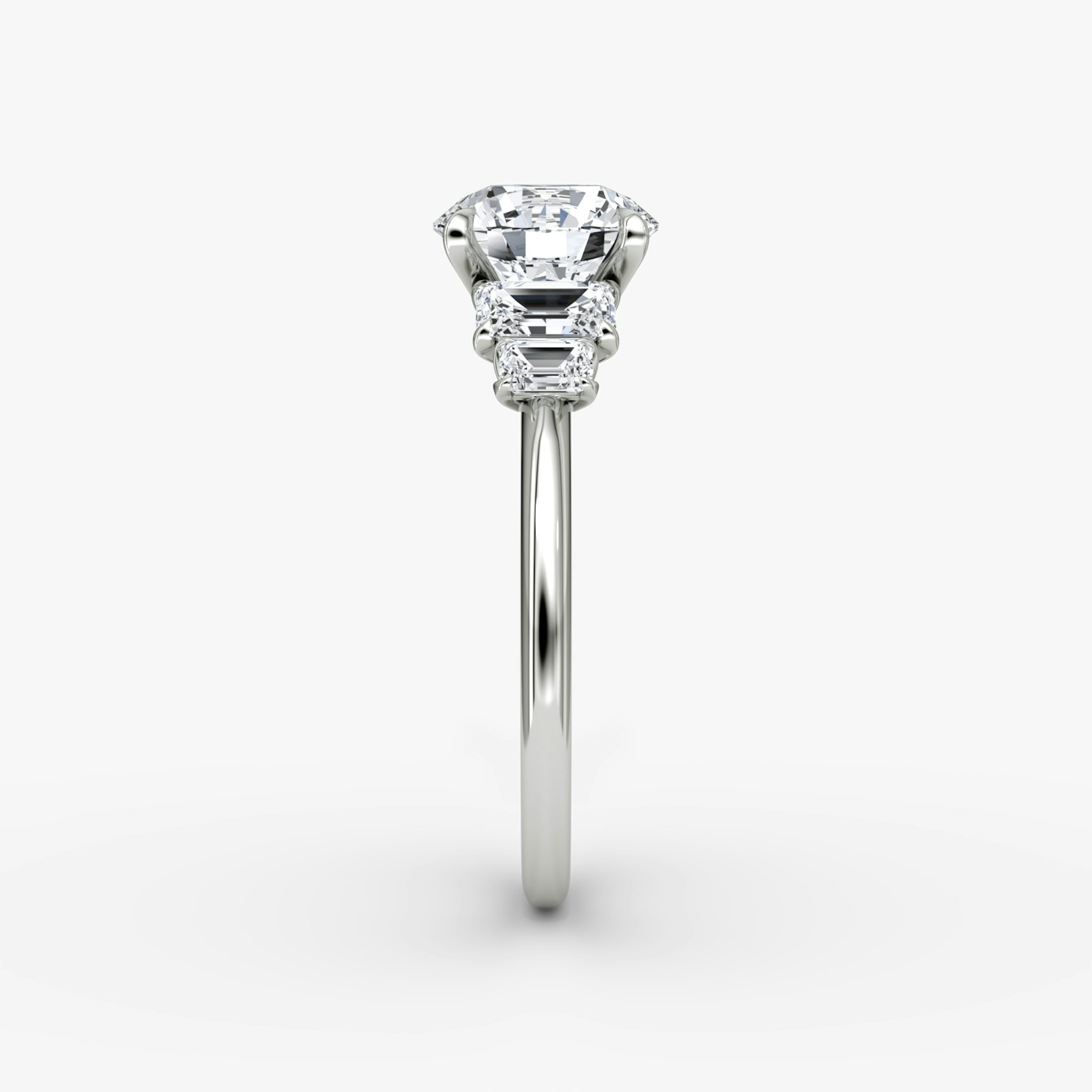 The Statement Five Stone | Round Brilliant | 18k | White Gold | bandAccent: Plain | caratWeight: other | diamondOrientation: vertical