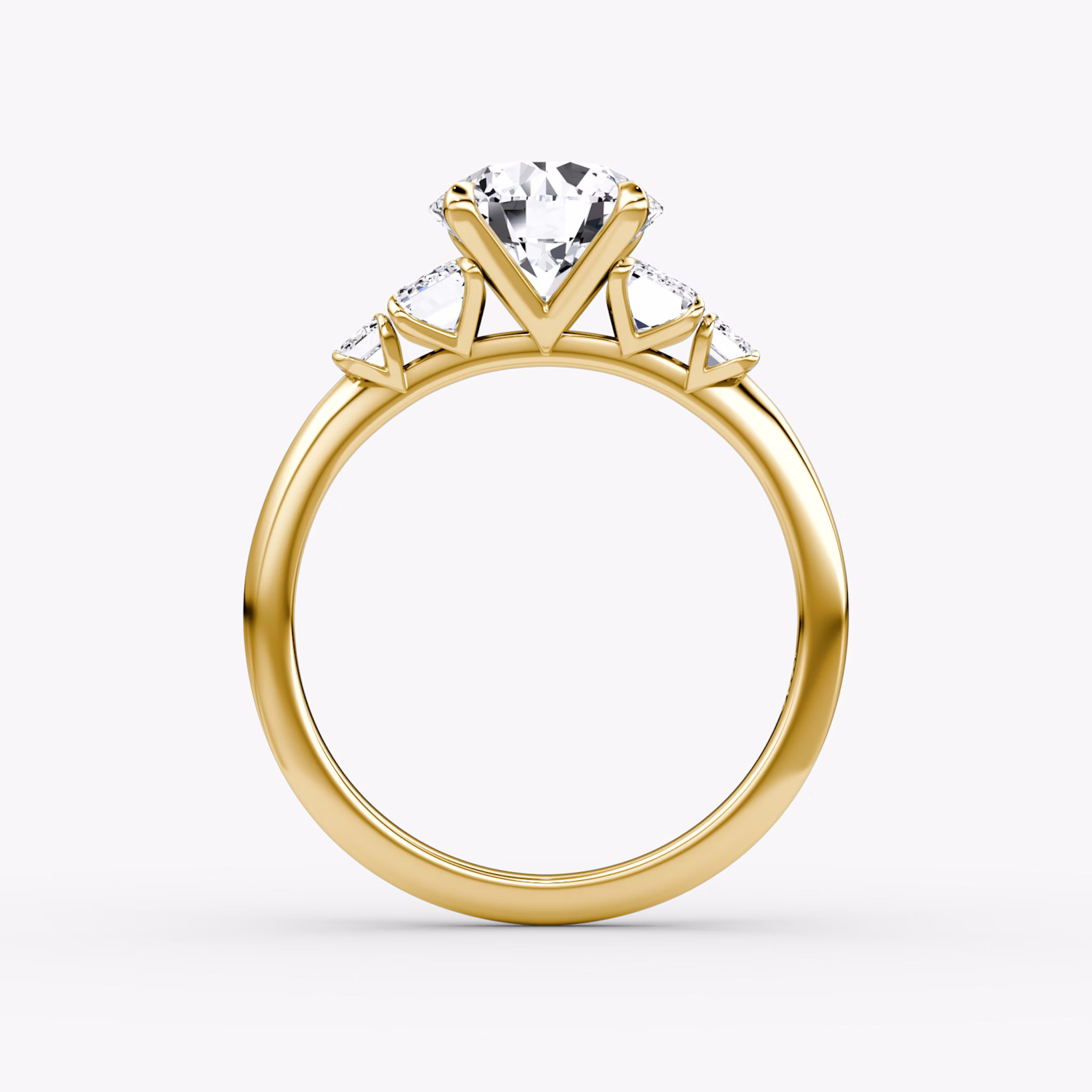 The Statement Five Stone | Round Brilliant | 18k | Yellow Gold | bandAccent: Plain | caratWeight: other | diamondOrientation: vertical