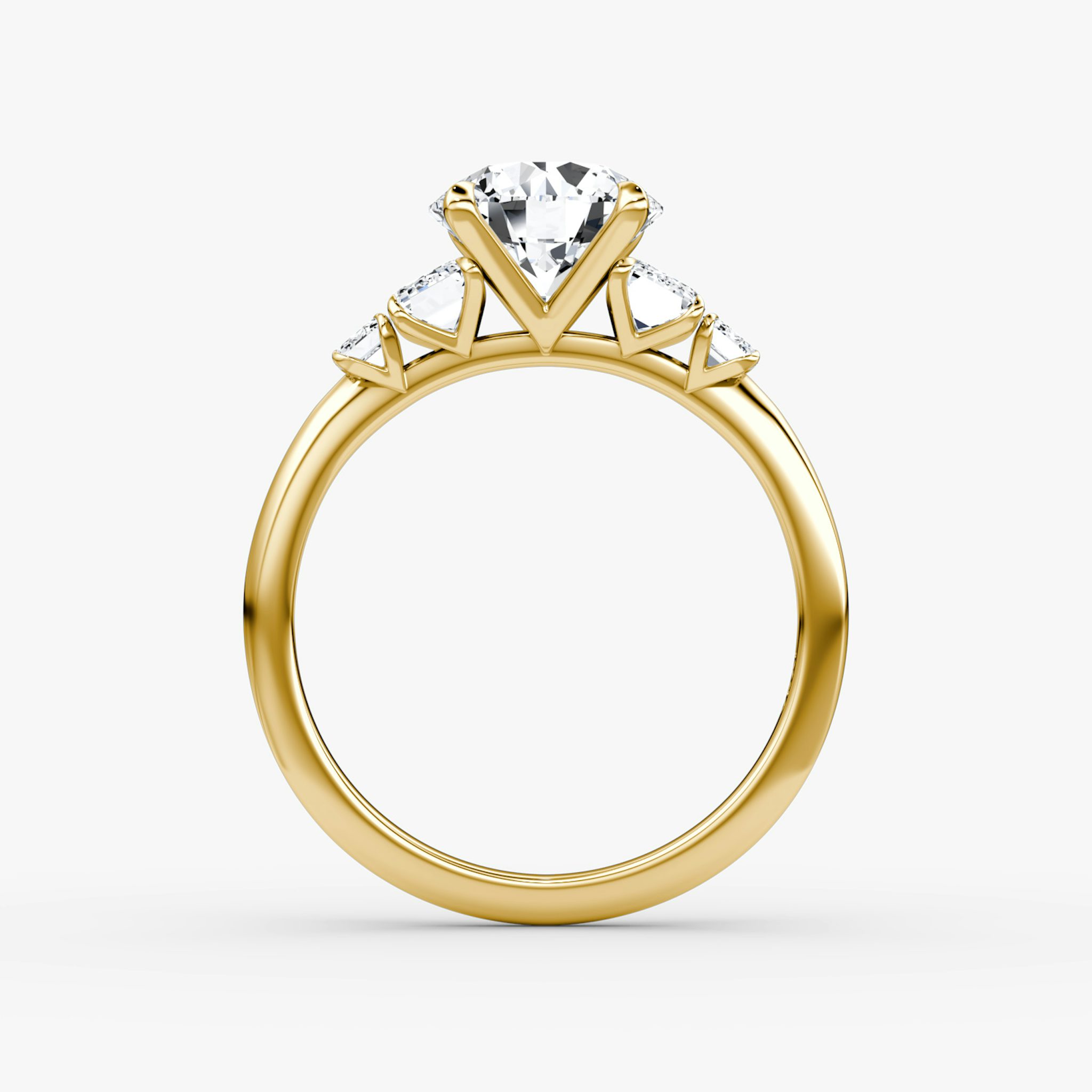 The Statement Five Stone | Round Brilliant | 18k | Yellow Gold | bandAccent: Plain | caratWeight: other | diamondOrientation: vertical