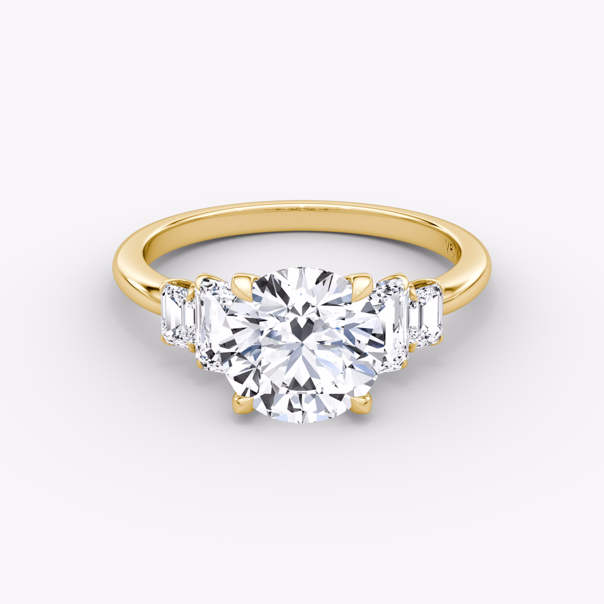 The Statement Five Stone | Round Brilliant | 18k | Yellow Gold | bandAccent: Plain | caratWeight: other | diamondOrientation: vertical