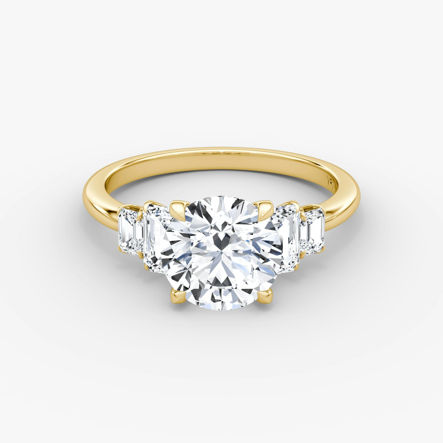 The Statement Five Stone | Round Brilliant | 18k | Yellow Gold | bandAccent: Plain | caratWeight: 1.0ct | diamondOrientation: vertical