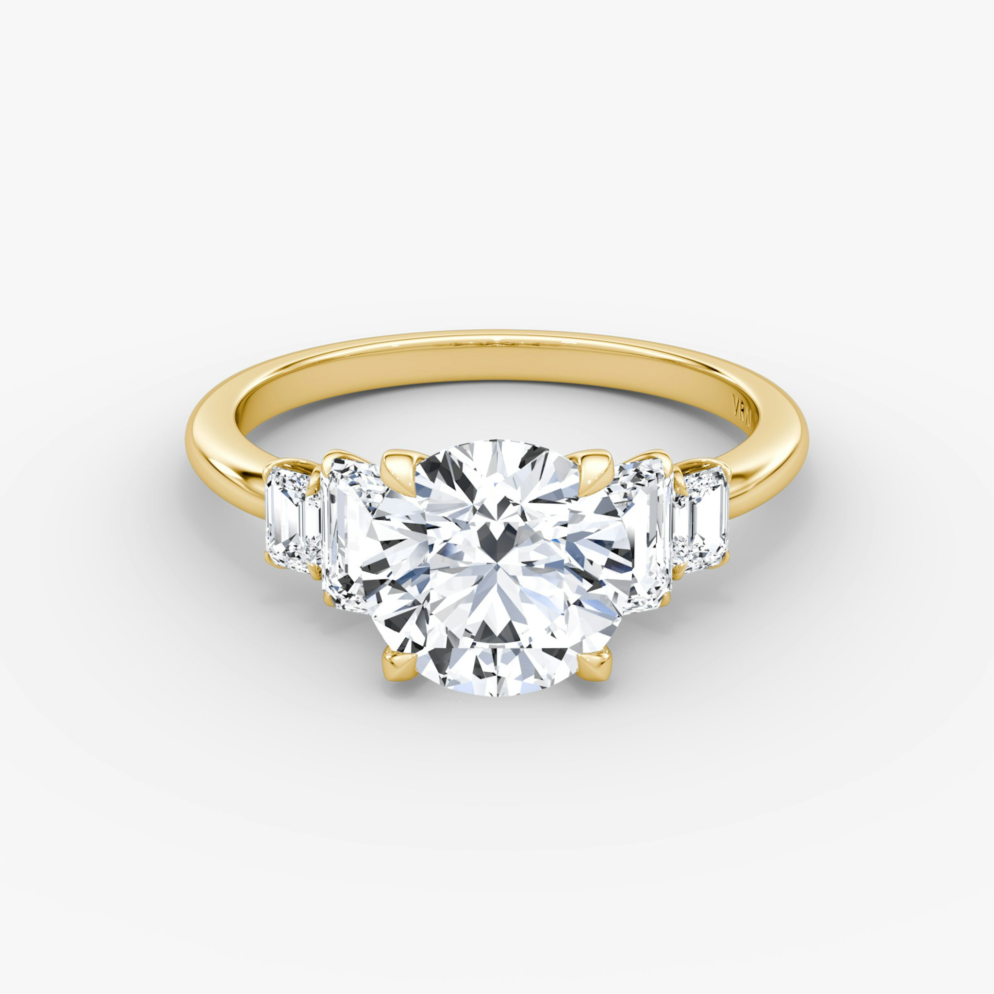 The Statement Five Stone | Round Brilliant | 18k | Yellow Gold | bandAccent: Plain | caratWeight: other | diamondOrientation: vertical
