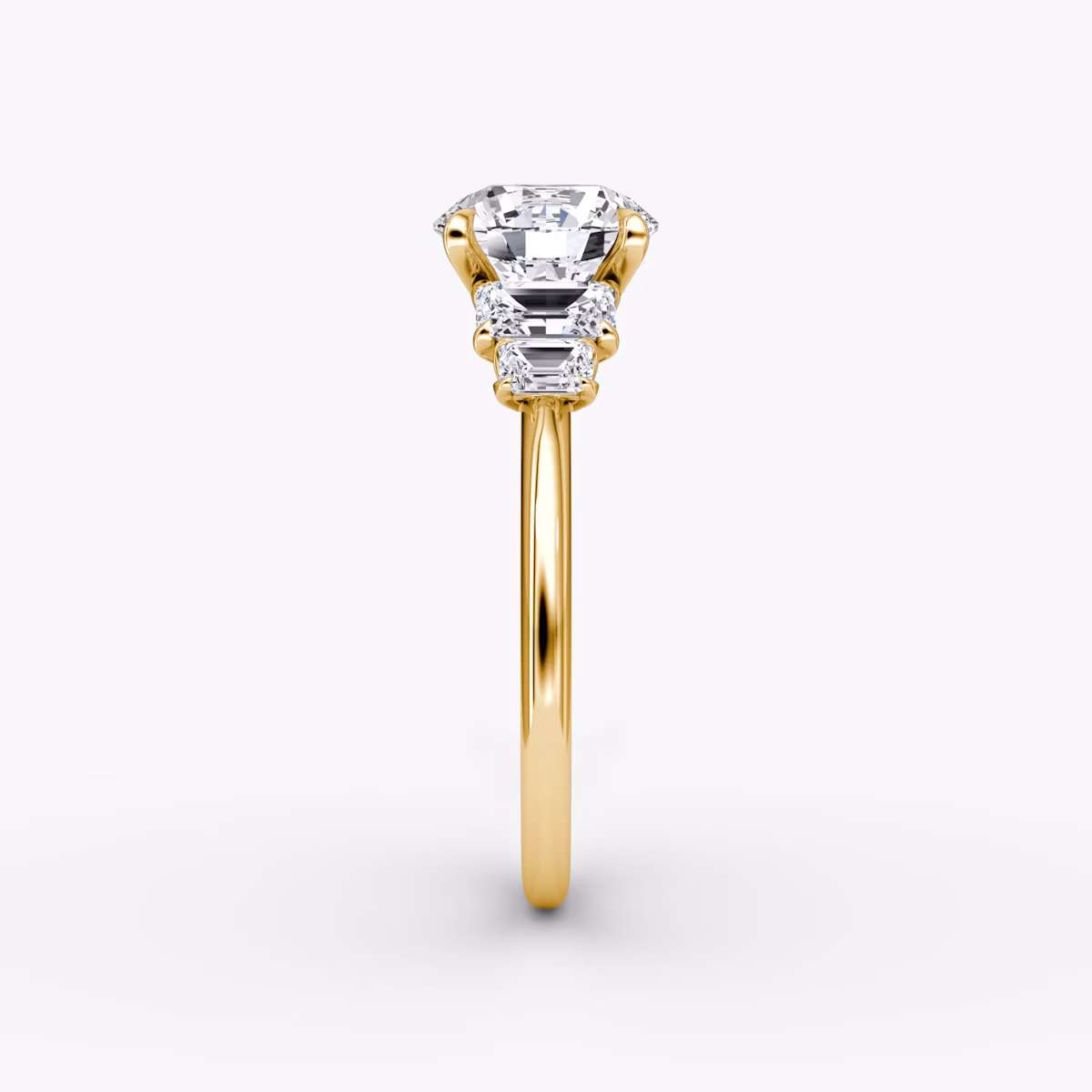 The Statement Five Stone | Round Brilliant | 18k | Yellow Gold | bandAccent: Plain | caratWeight: 2.0ct | diamondOrientation: vertical