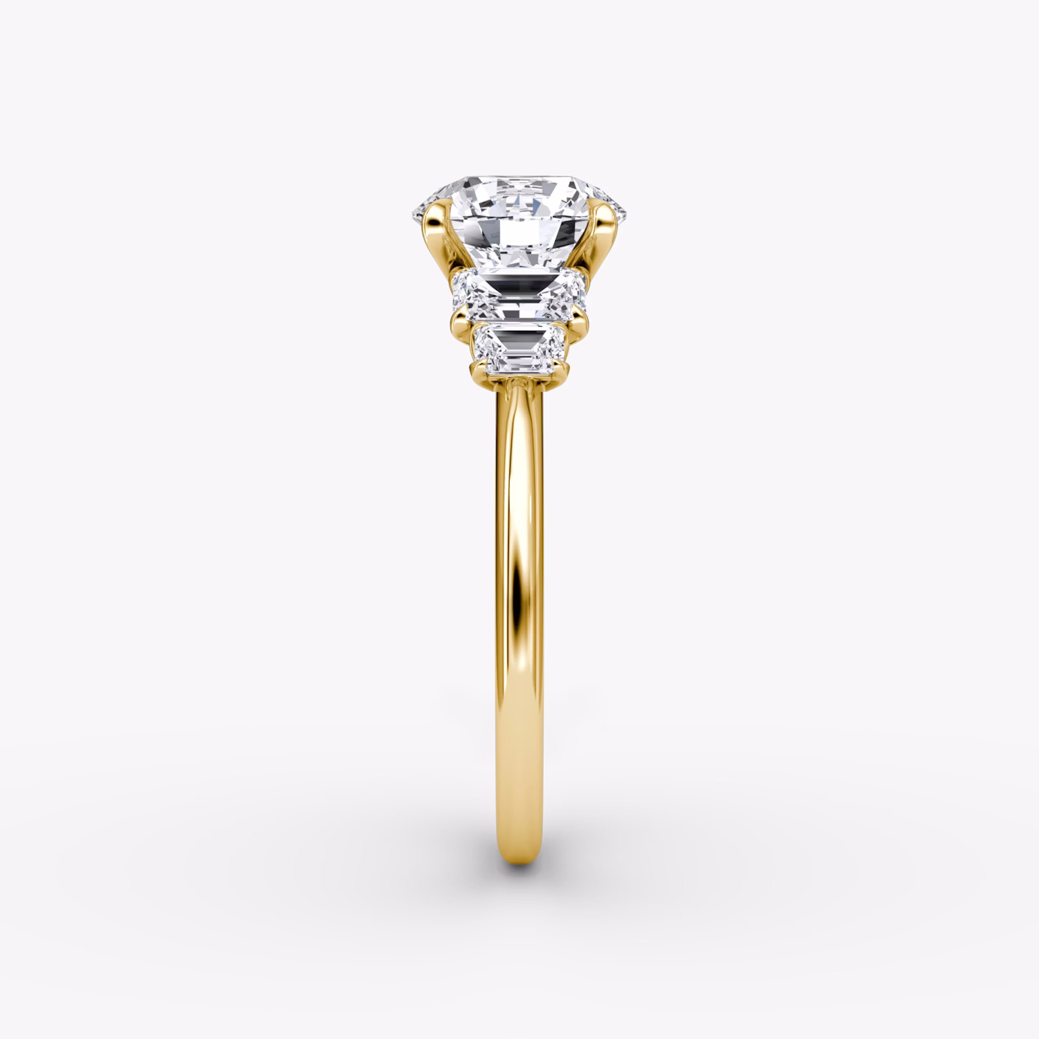 The Statement Five Stone | Round Brilliant | 18k | Yellow Gold | bandAccent: Plain | caratWeight: other | diamondOrientation: vertical