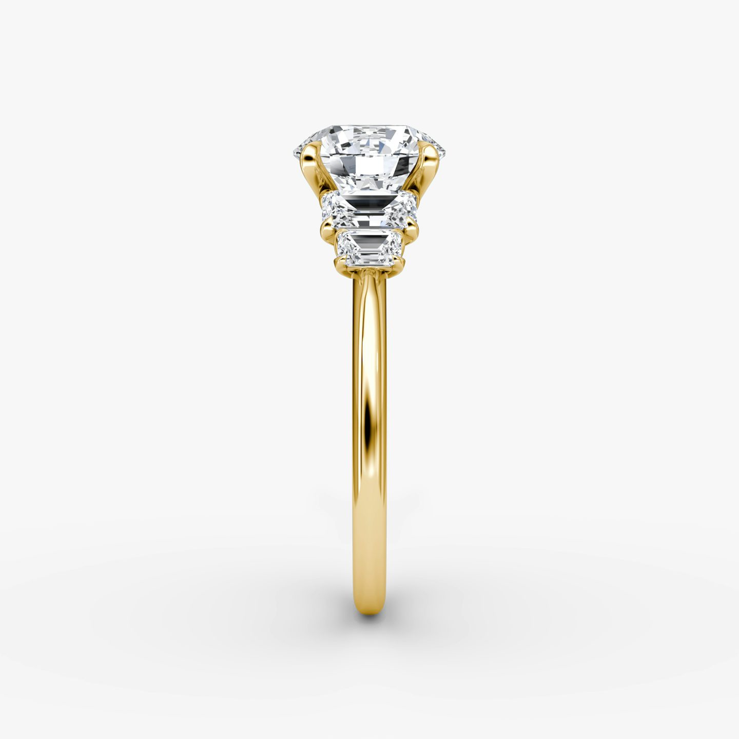 The Statement Five Stone | Round Brilliant | 18k | Yellow Gold | bandAccent: Plain | caratWeight: 1.0ct | diamondOrientation: vertical