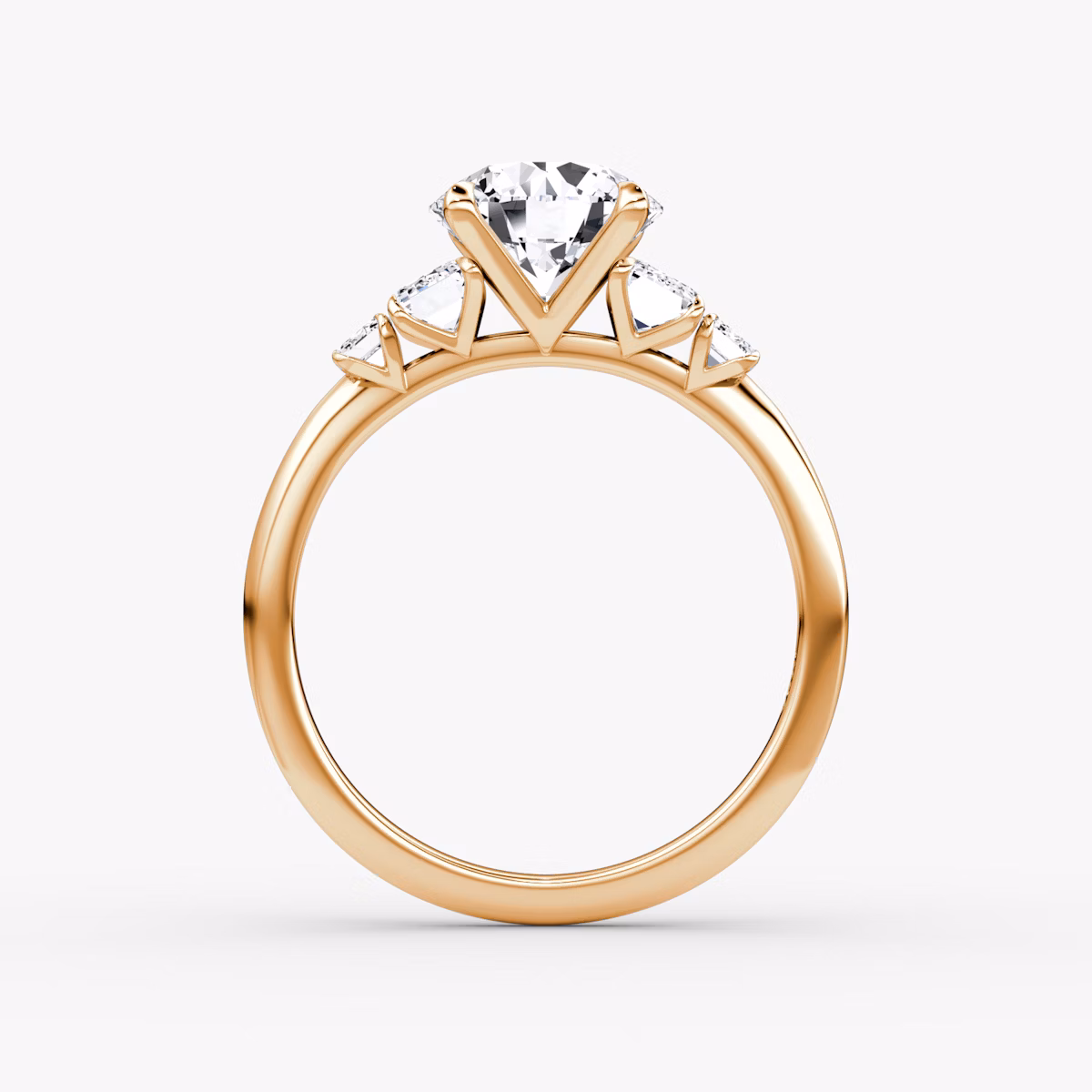 The Statement Five Stone | Round Brilliant | 14k | Rose Gold | bandAccent: Plain | caratWeight: 2.0ct | diamondOrientation: vertical