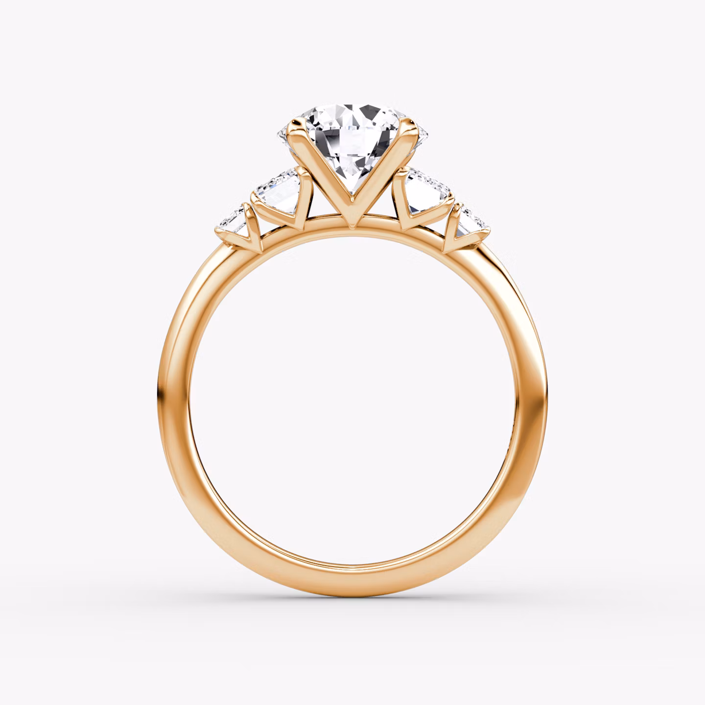 The Statement Five Stone | Round Brilliant | 14k | Rose Gold | bandAccent: Plain | caratWeight: 1.5ct | diamondOrientation: vertical