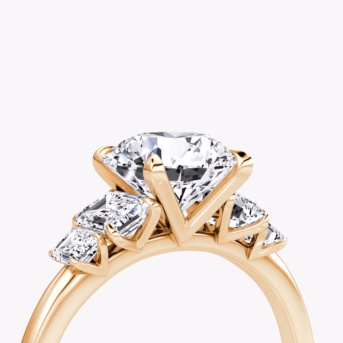 The Statement Five Stone | Round Brilliant | 14k | Rose Gold | bandAccent: Plain | caratWeight: 2.0ct | diamondOrientation: vertical