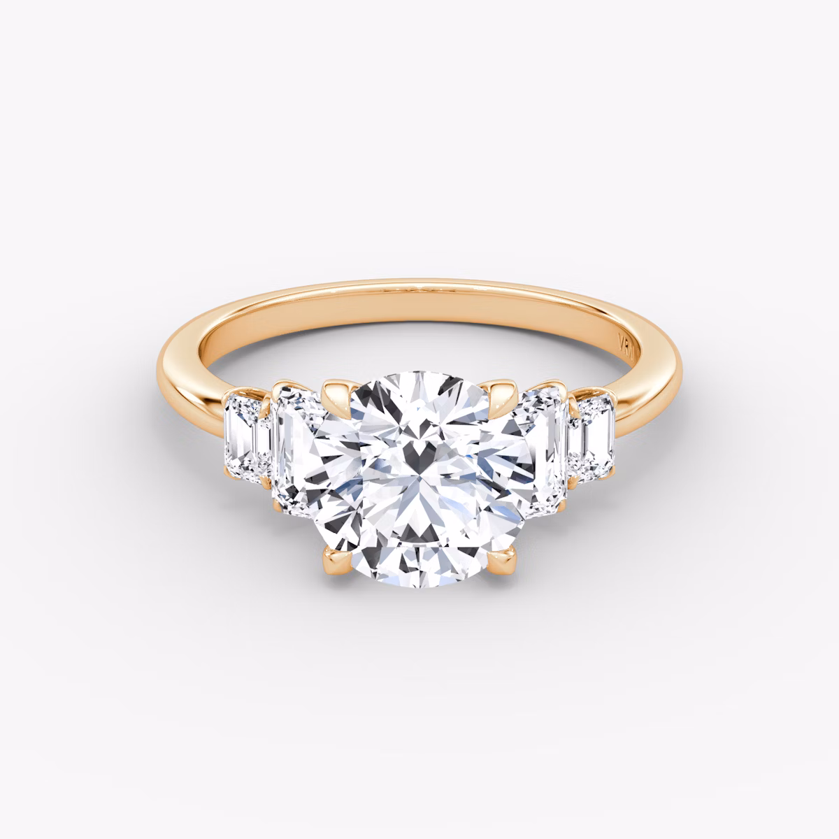 The Statement Five Stone | Round Brilliant | 14k | Rose Gold | bandAccent: Plain | caratWeight: 2.0ct | diamondOrientation: vertical