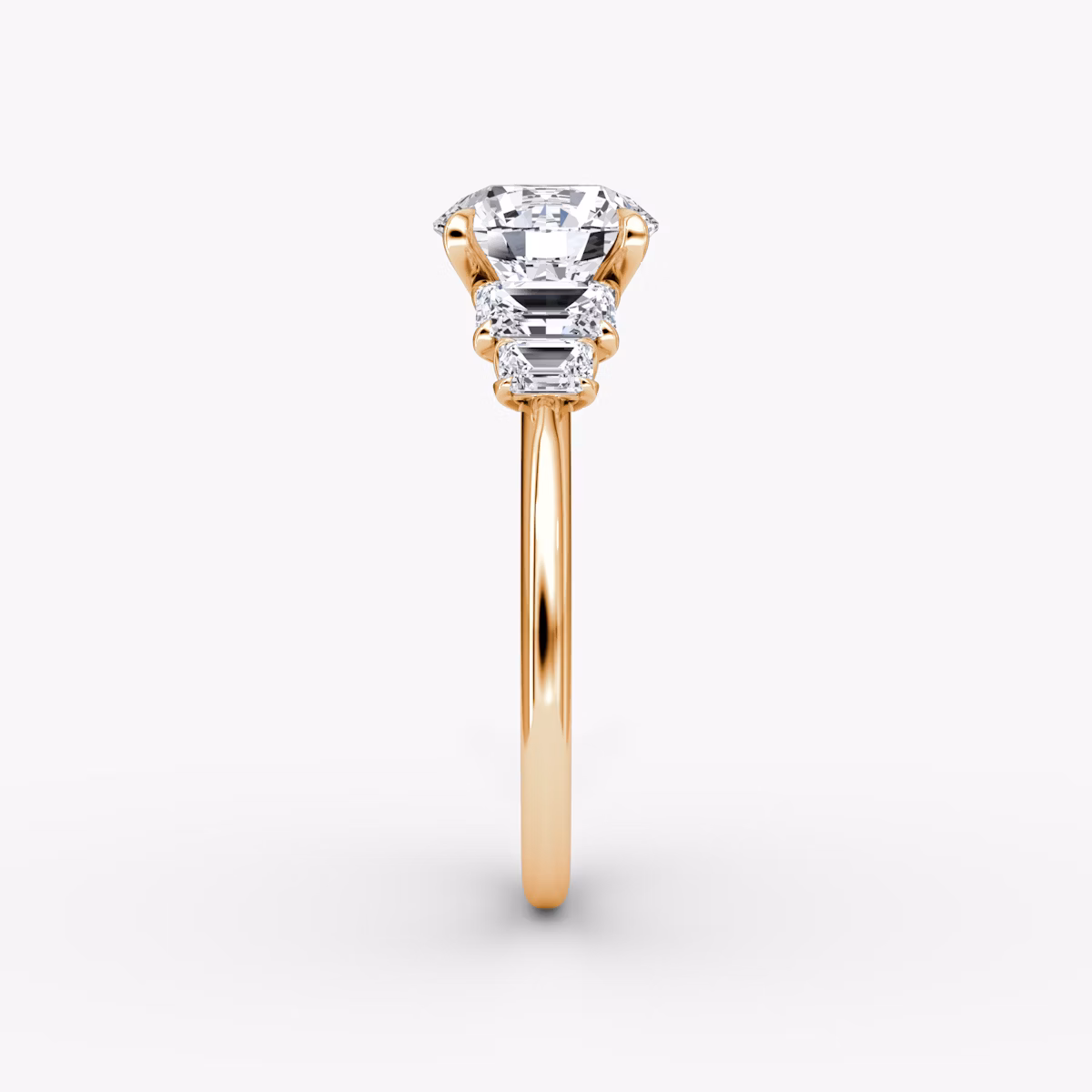 The Statement Five Stone | Round Brilliant | 14k | Rose Gold | bandAccent: Plain | caratWeight: 2.0ct | diamondOrientation: vertical