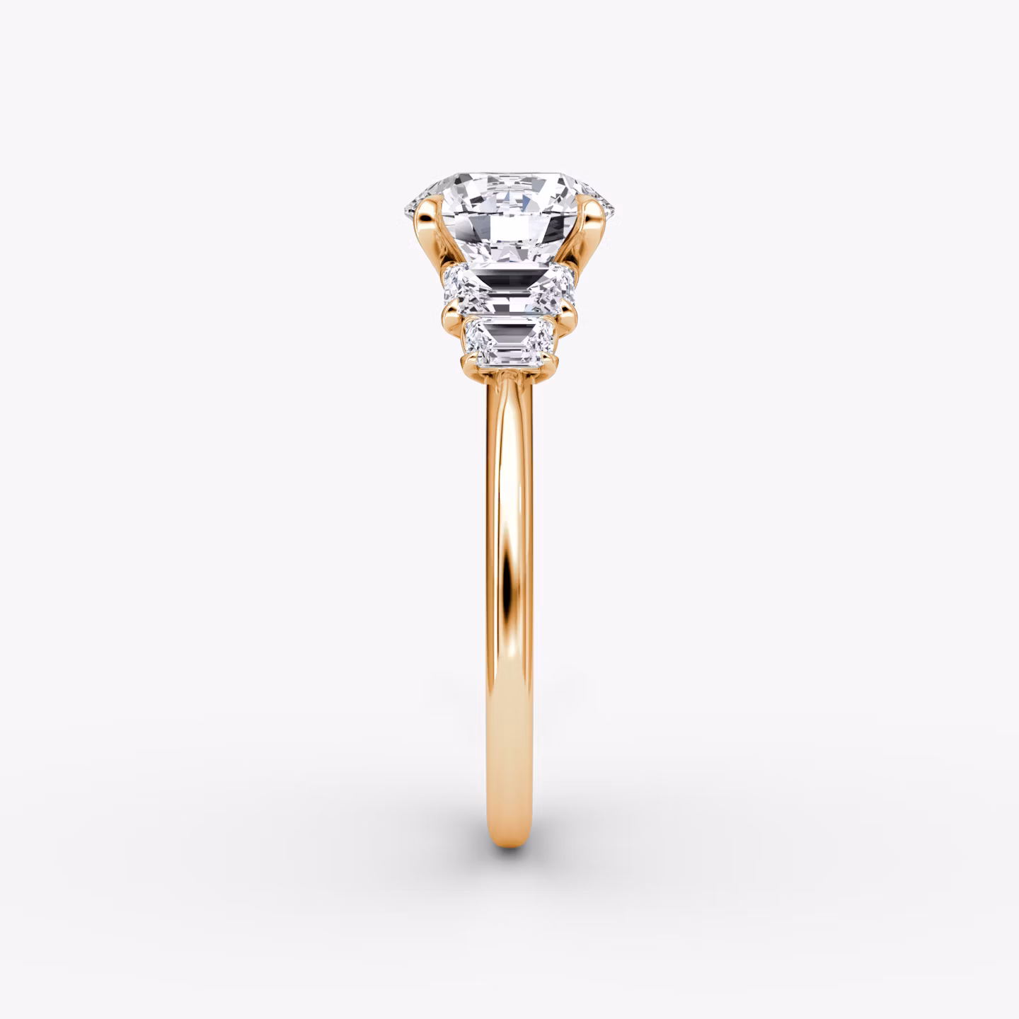 The Statement Five Stone | Round Brilliant | 14k | Rose Gold | bandAccent: Plain | caratWeight: 1.5ct | diamondOrientation: vertical
