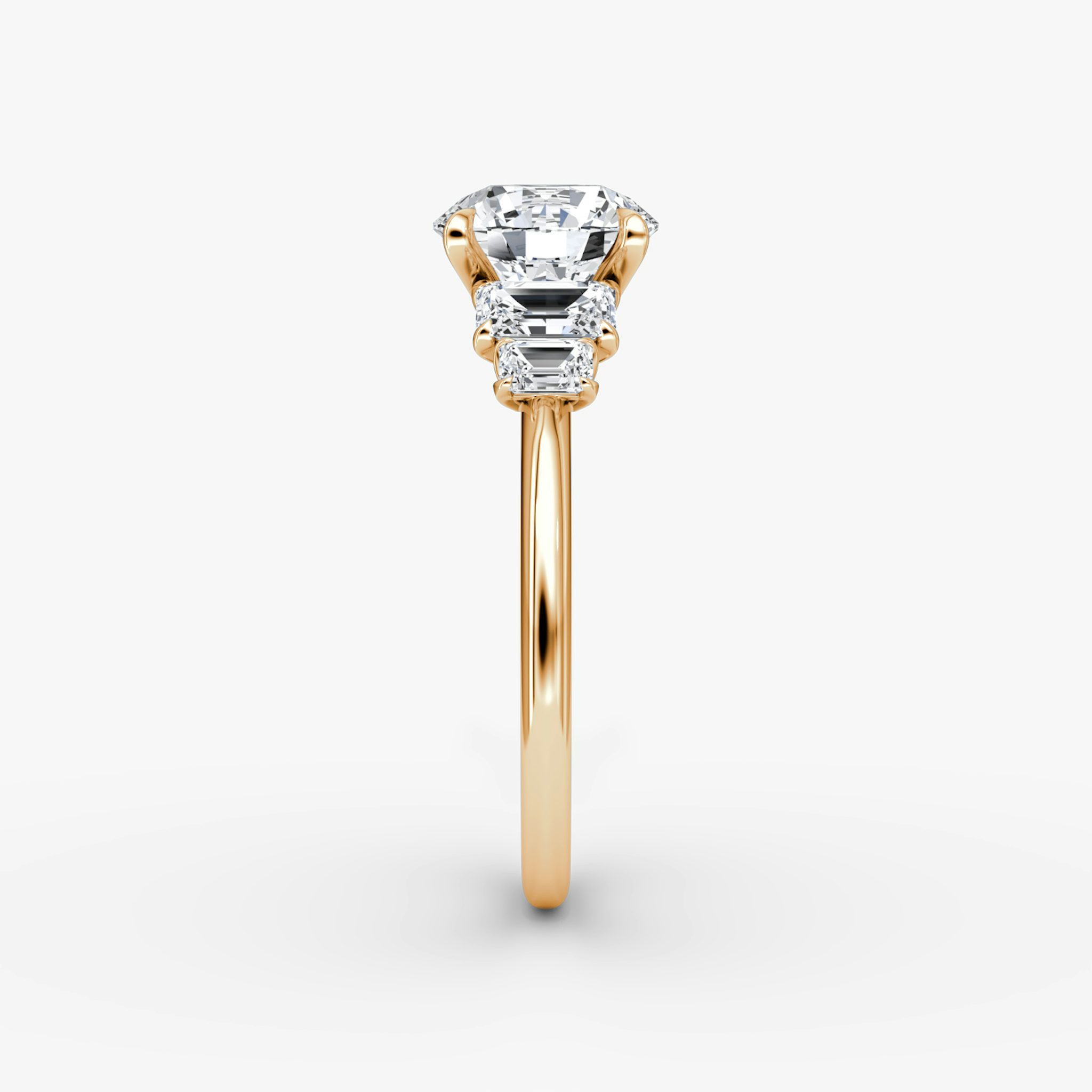 The Statement Five Stone | Round Brilliant | 14k | Rose Gold | bandAccent: Plain | caratWeight: other | diamondOrientation: vertical