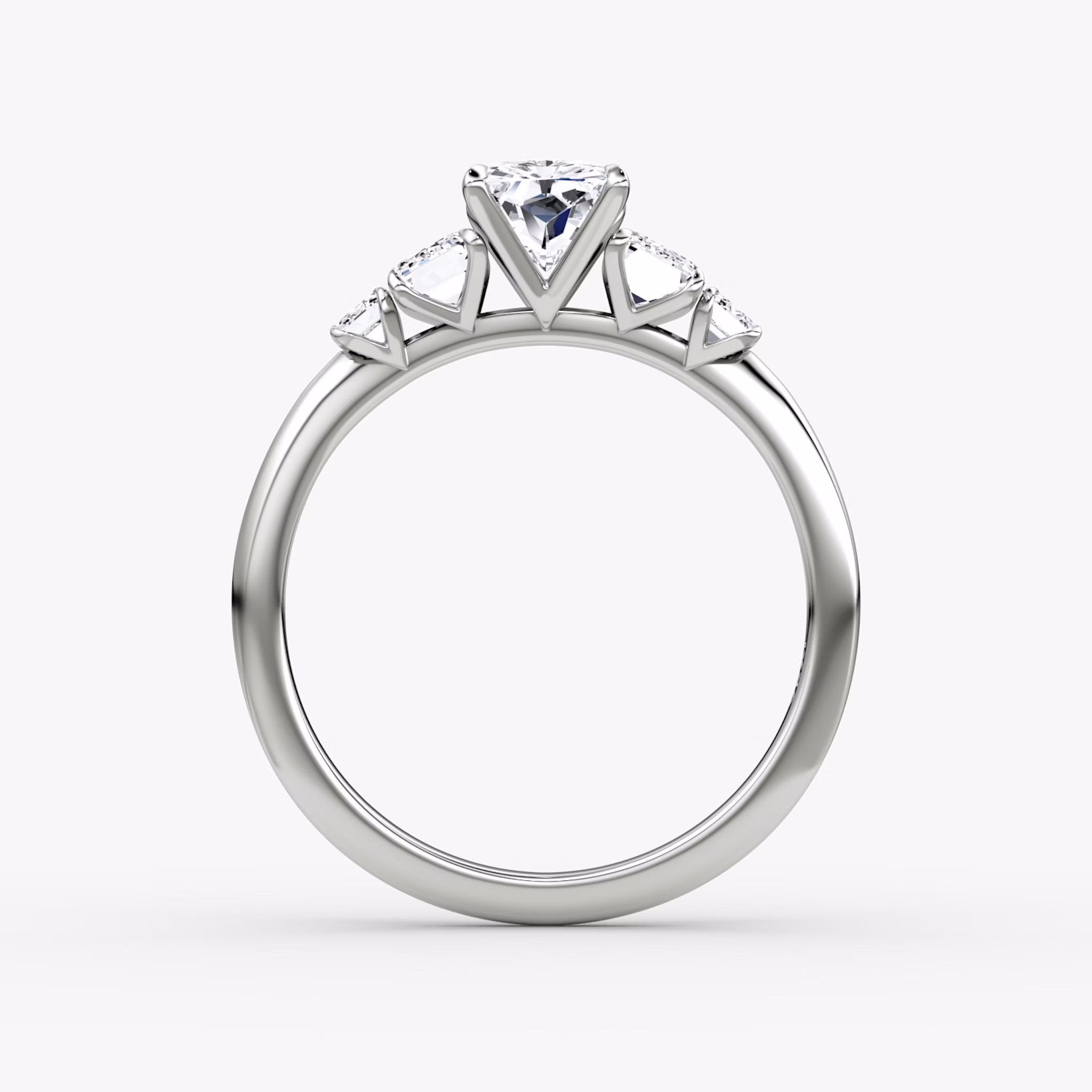 The Statement Five Stone | Radiant | 18k | White Gold | bandAccent: Plain | diamondOrientation: vertical | caratWeight: other